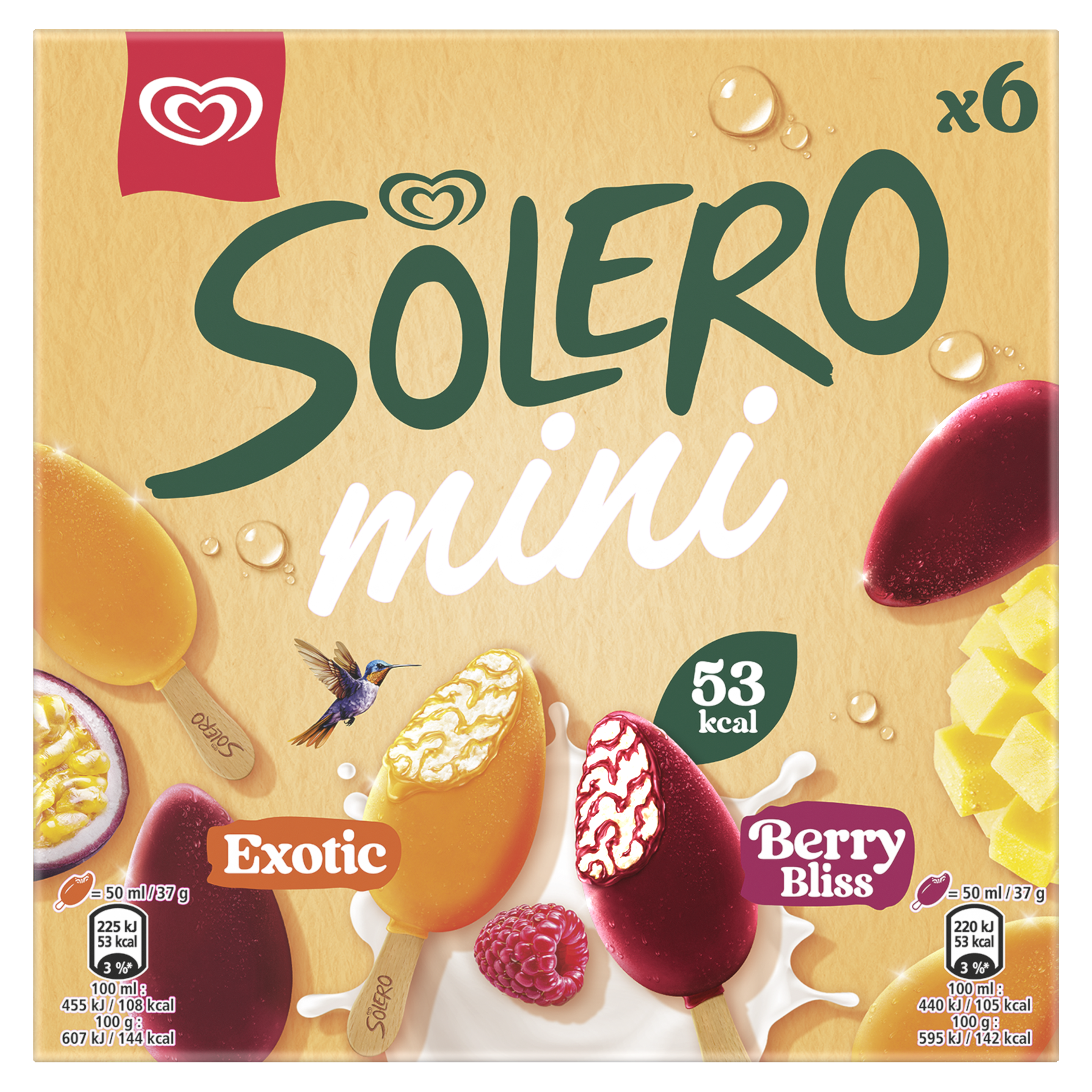 Solero Mini Exotic & Berry Bliss Ice Cream Sticks  6x 50 ml packshot