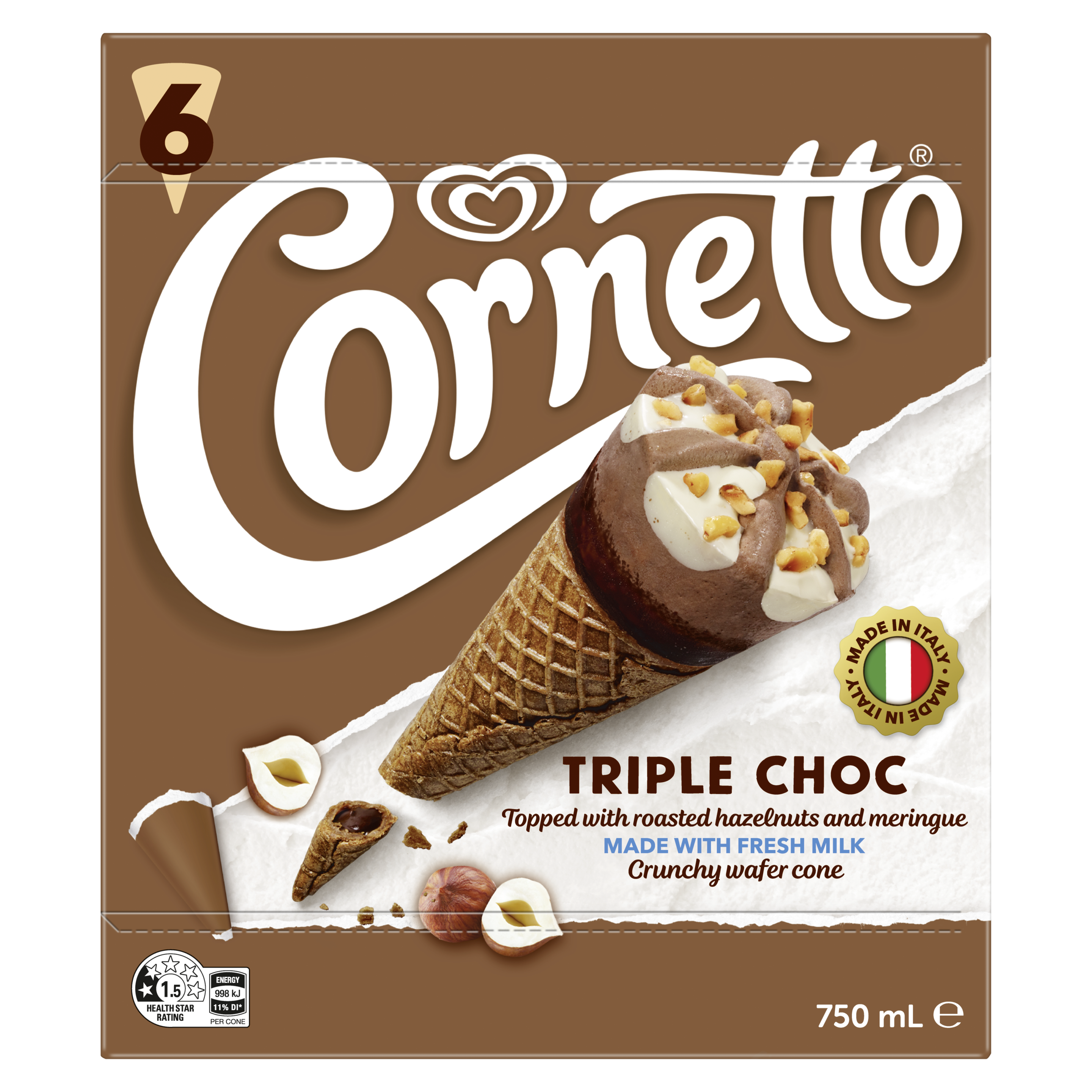 Cornetto Triple Choc MP6 750mL packshot