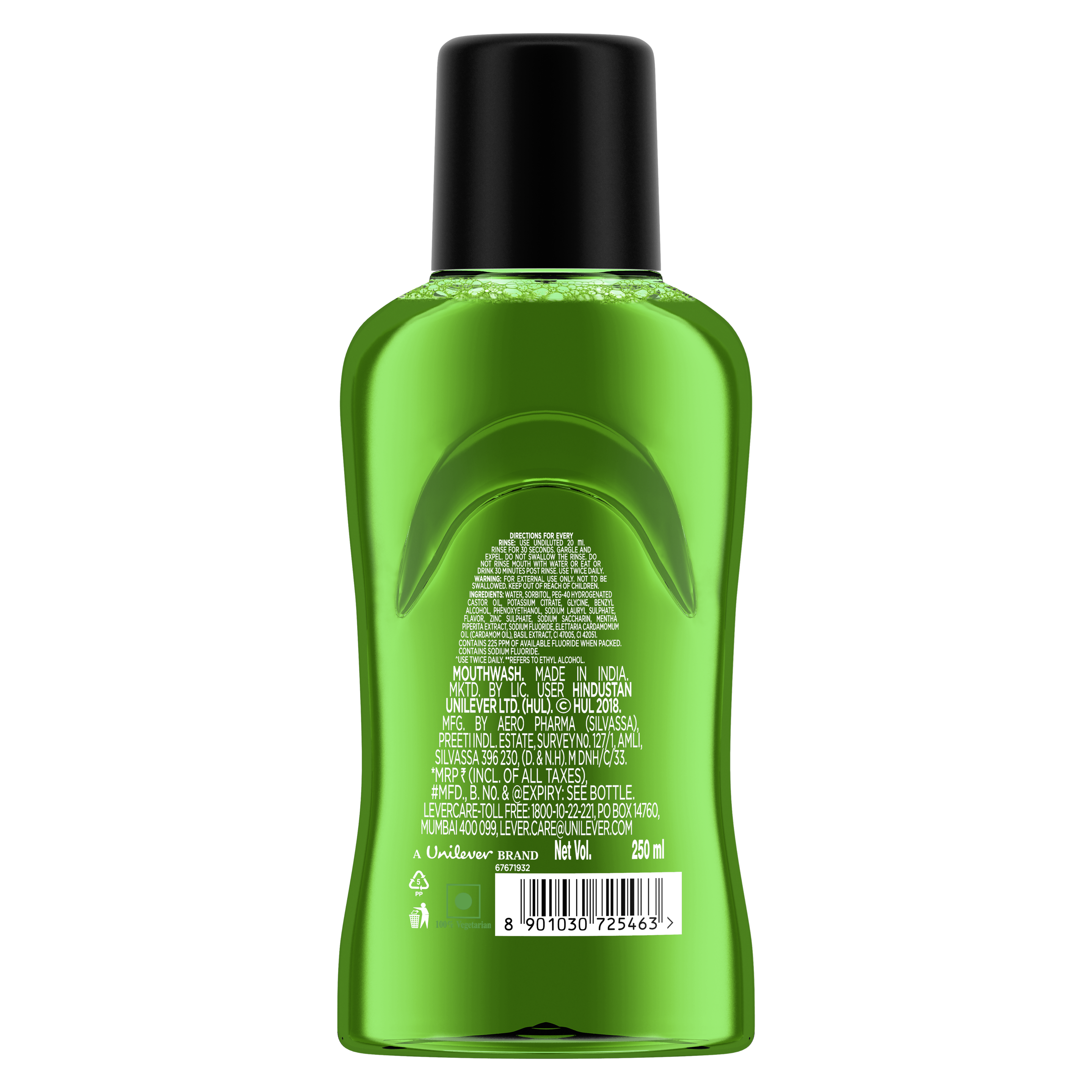 Closeup Mouthwash Nature Boost 250ml back of pack