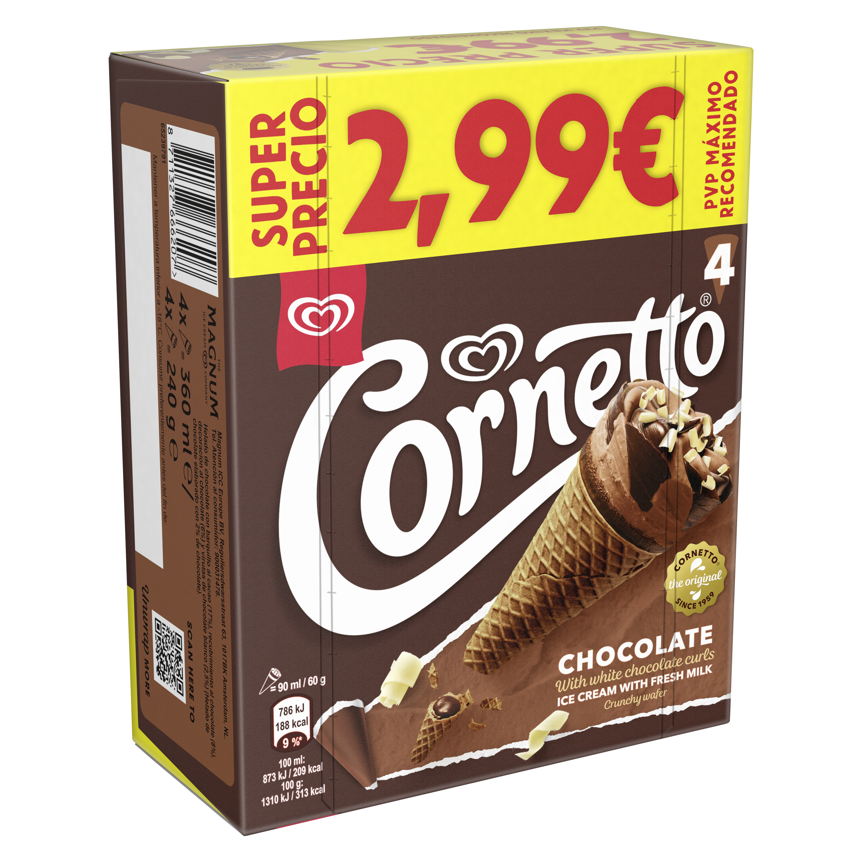 Cornetto Chocolate x4 PROMO packshot