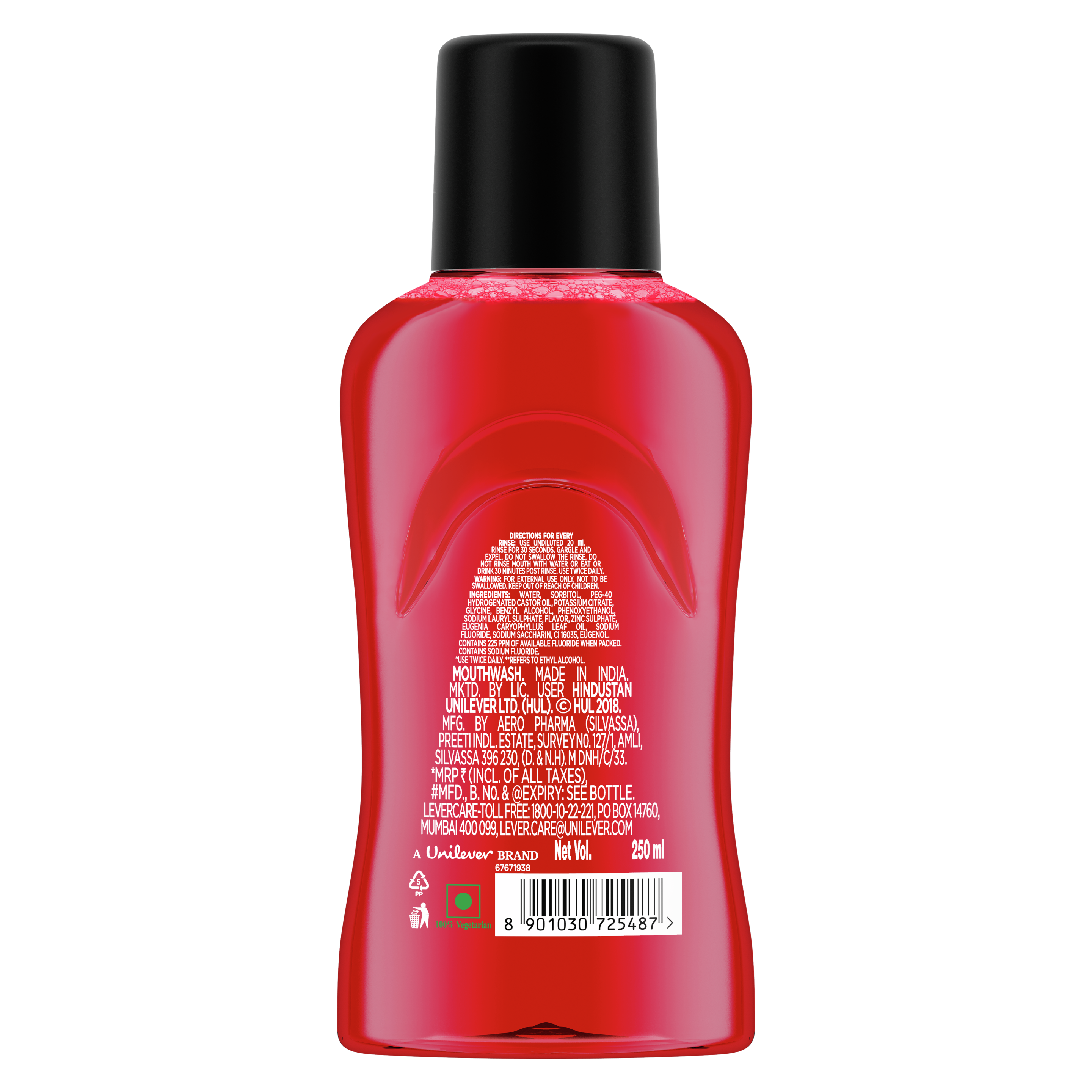 Closeup Mouthwash Red Hot 250ml back of pack