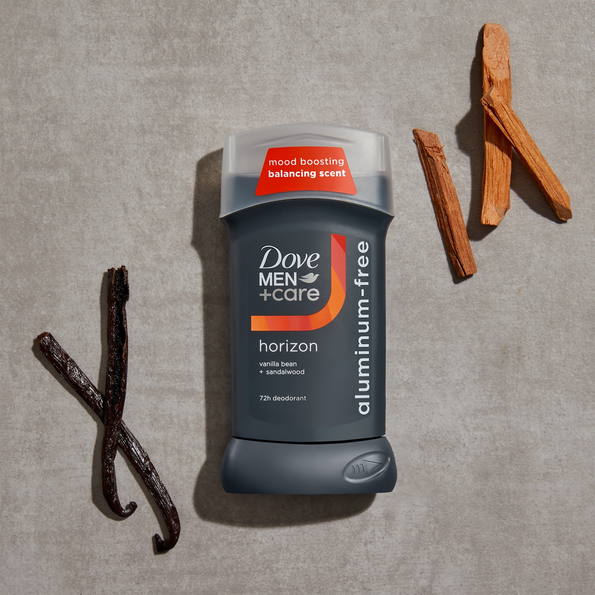 Horizon deodorant stick next to ingredients.