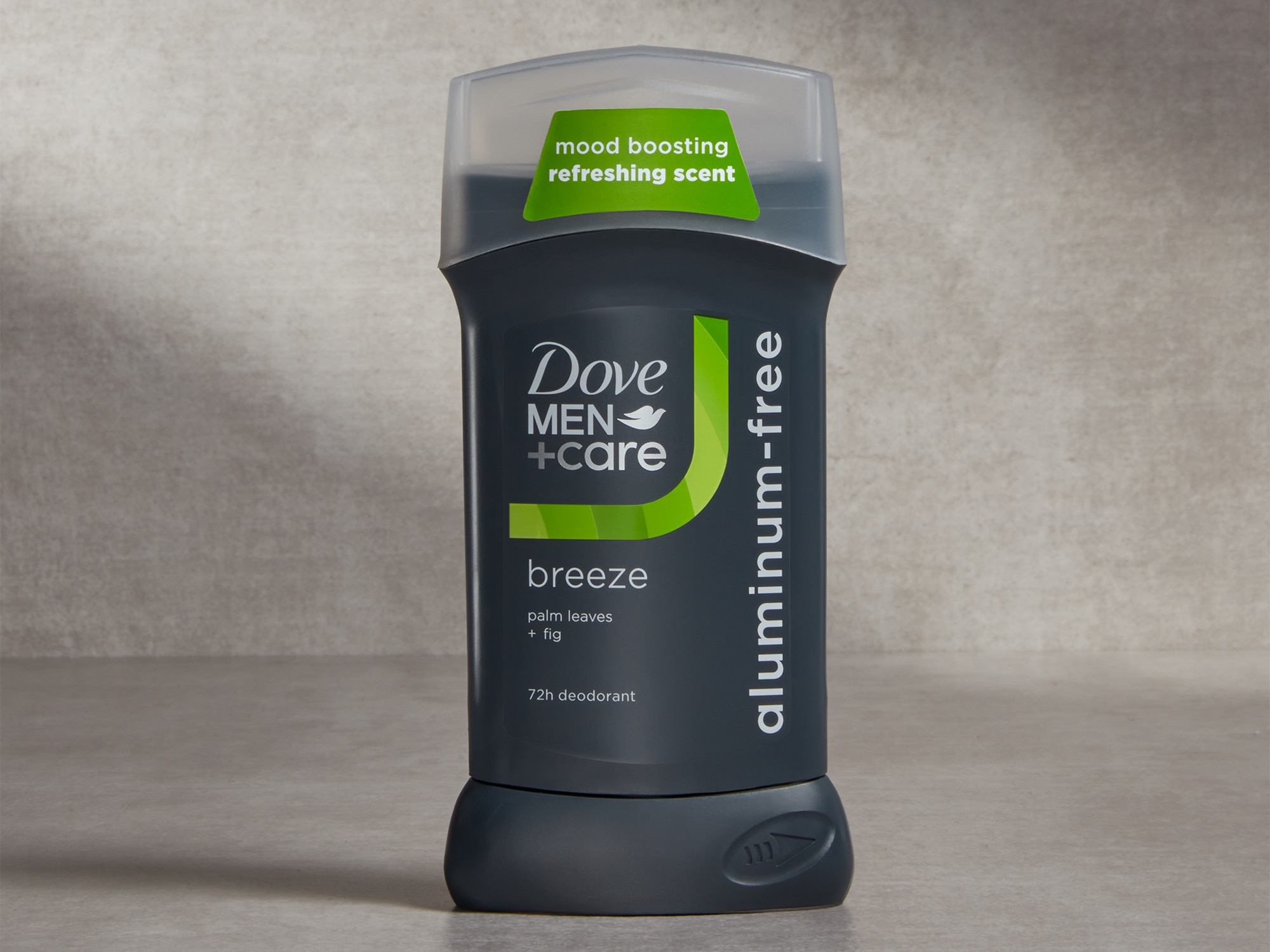 Breeze 72 hour deodorant stick against a grey background 