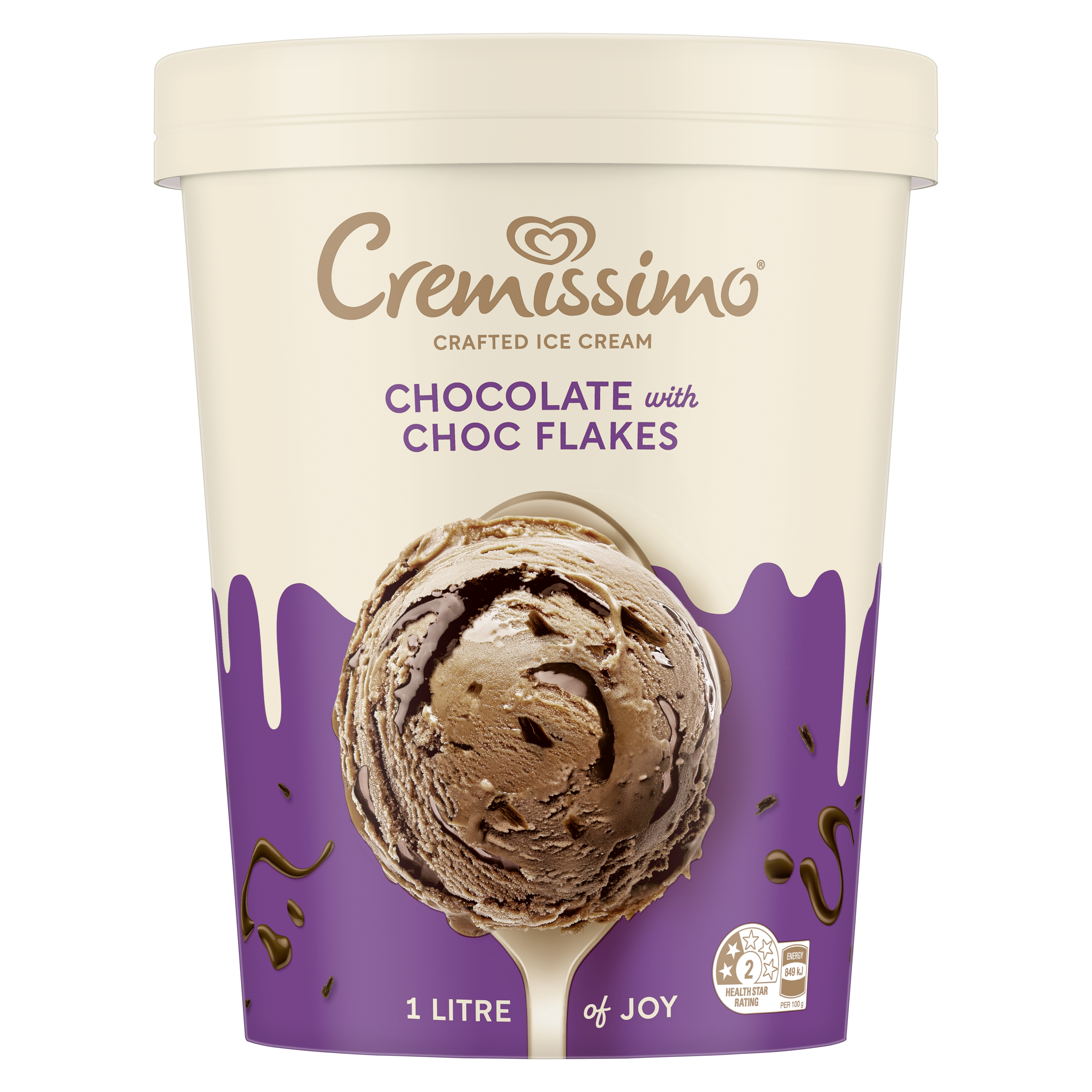 Cremissimo Chocolate with Choc Flakes 1L packshot