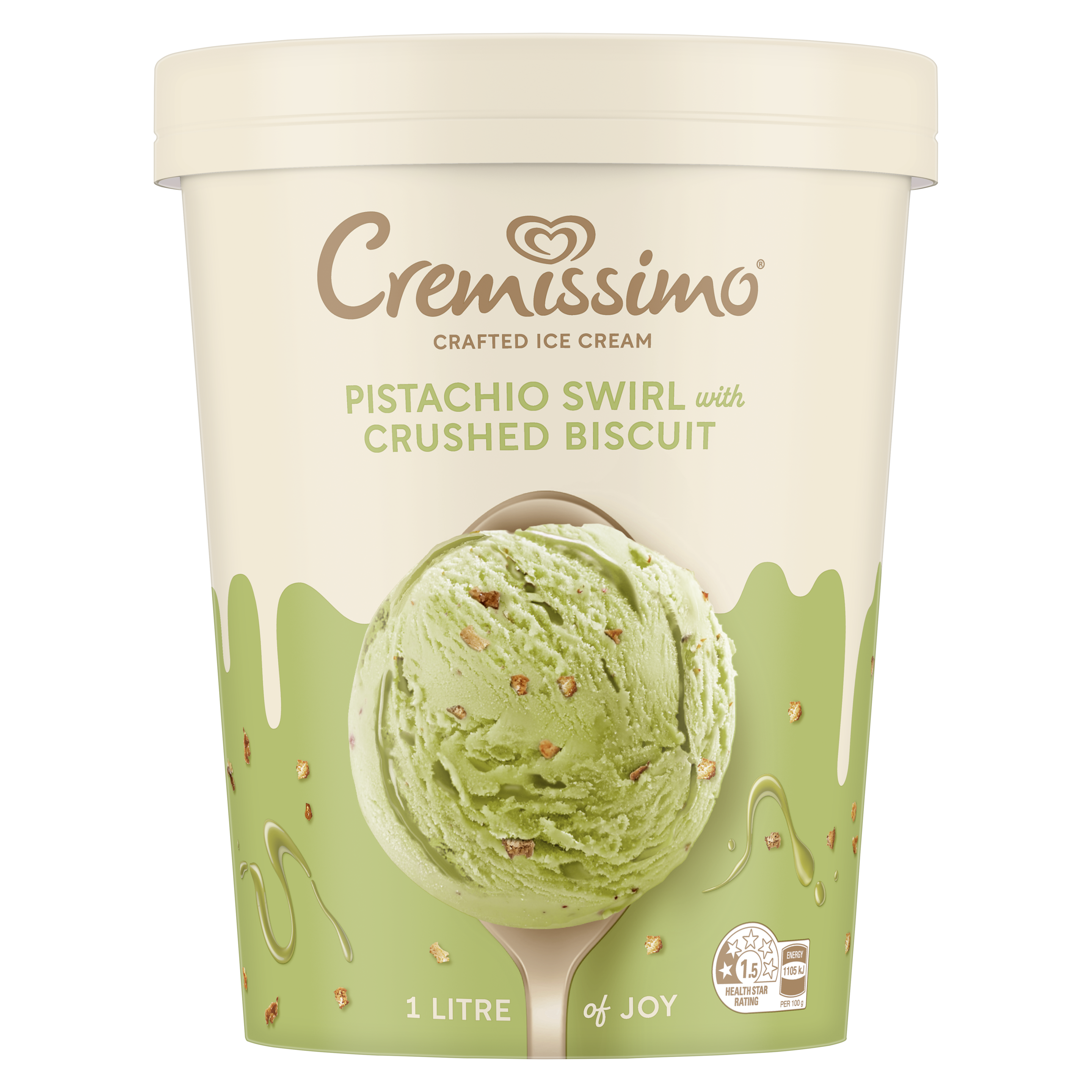 Cremissimo Pistachio Swirl with Crushed Biscuit 1L packshot