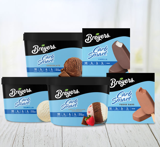 Selection of Breyers Low Carb frozen desserts