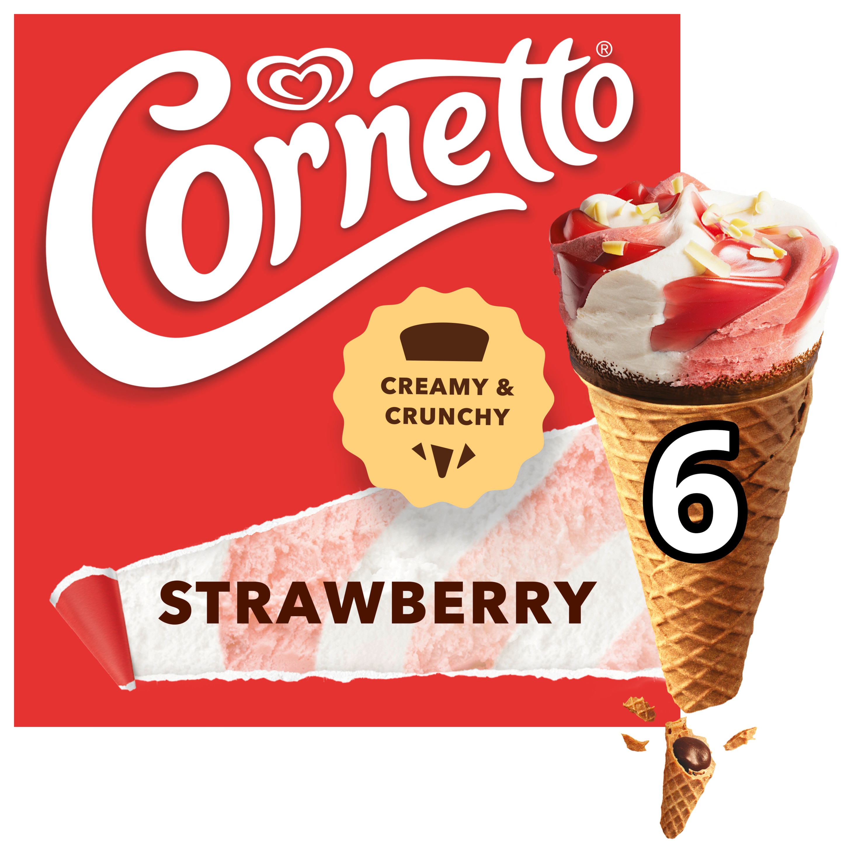 Cornetto Erdbeer 6er Pack 540 ml - Langnese Deutschland packshot