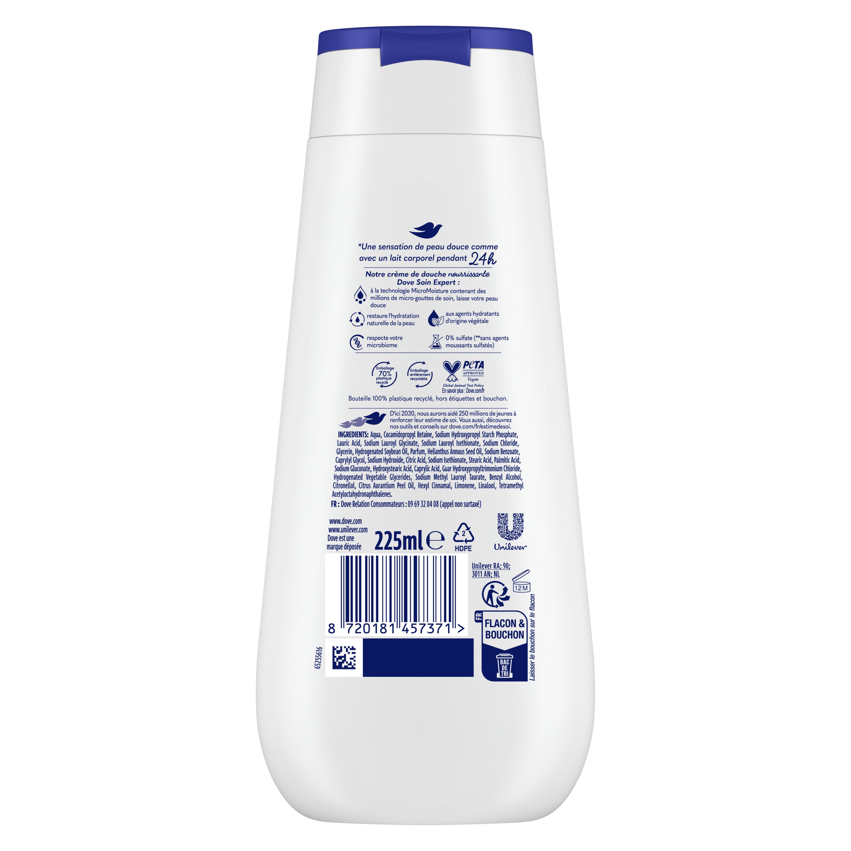 Dove Advanced Care Crème de Douche Nutrition Intense 225ml packshot