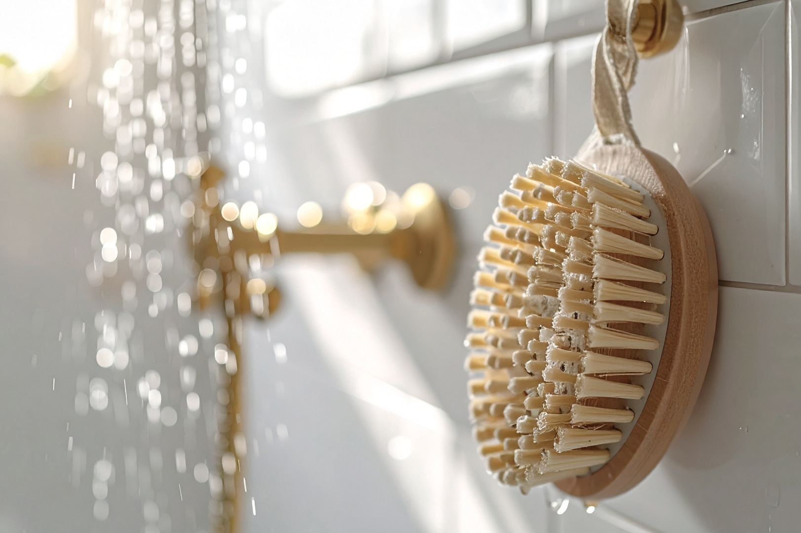 A woman wearing red top and gray trouser.