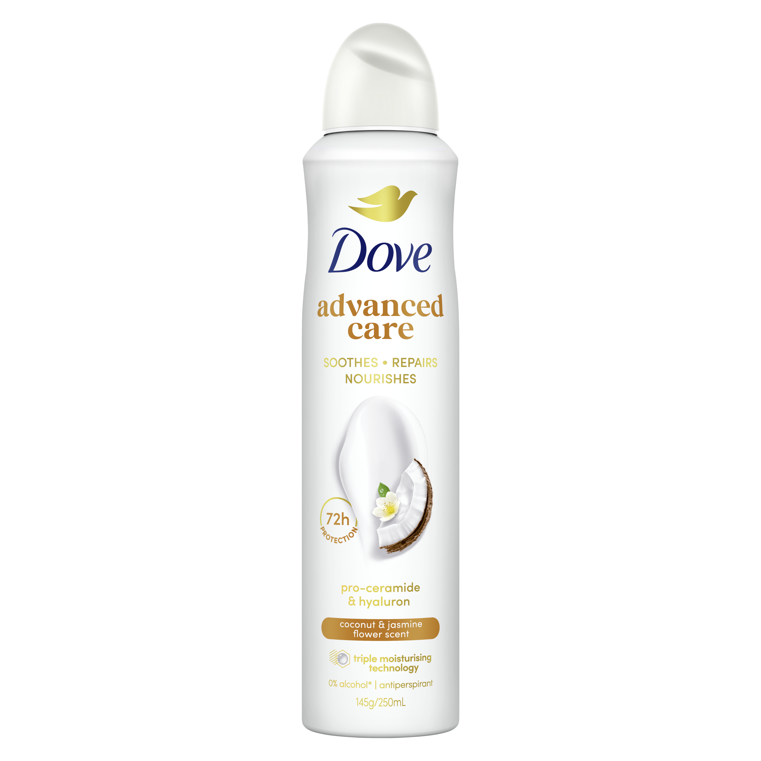 DOVE ADVANCED ANTIPERSPIRANT AEROSOL NOURISHING COCONUT JASMINE 250 ML packshot