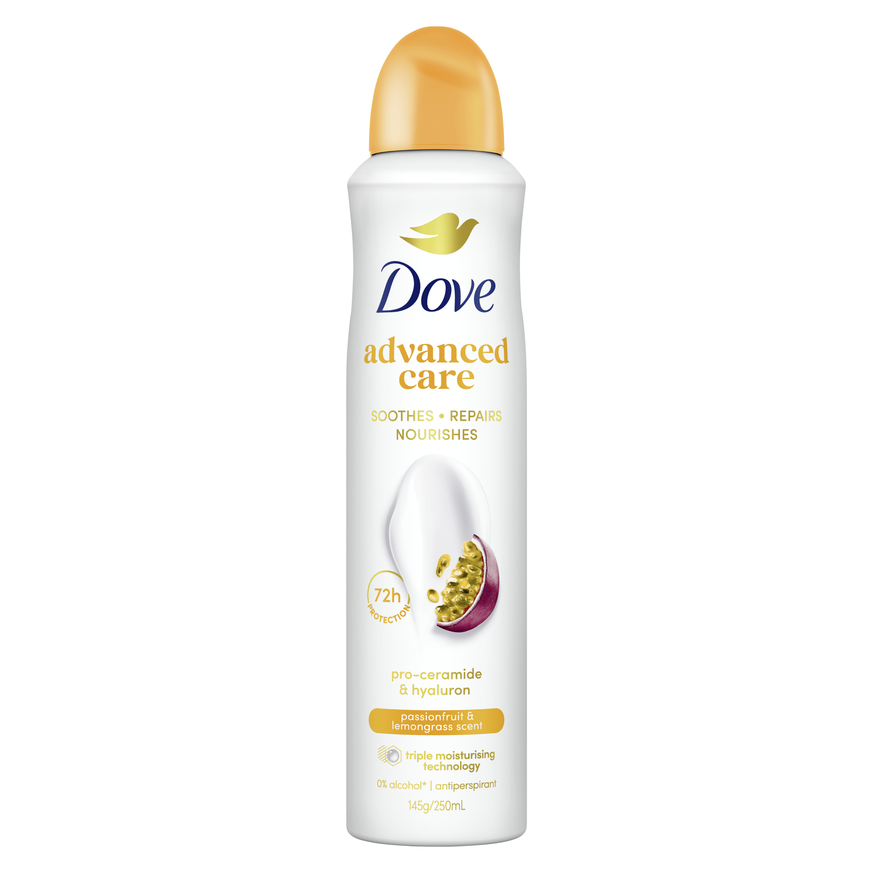 DOVE ADVANCED ANTIPERSPIRANT AEROSOL PASSION FRUIT & LEMONGRASS  250 ML packshot