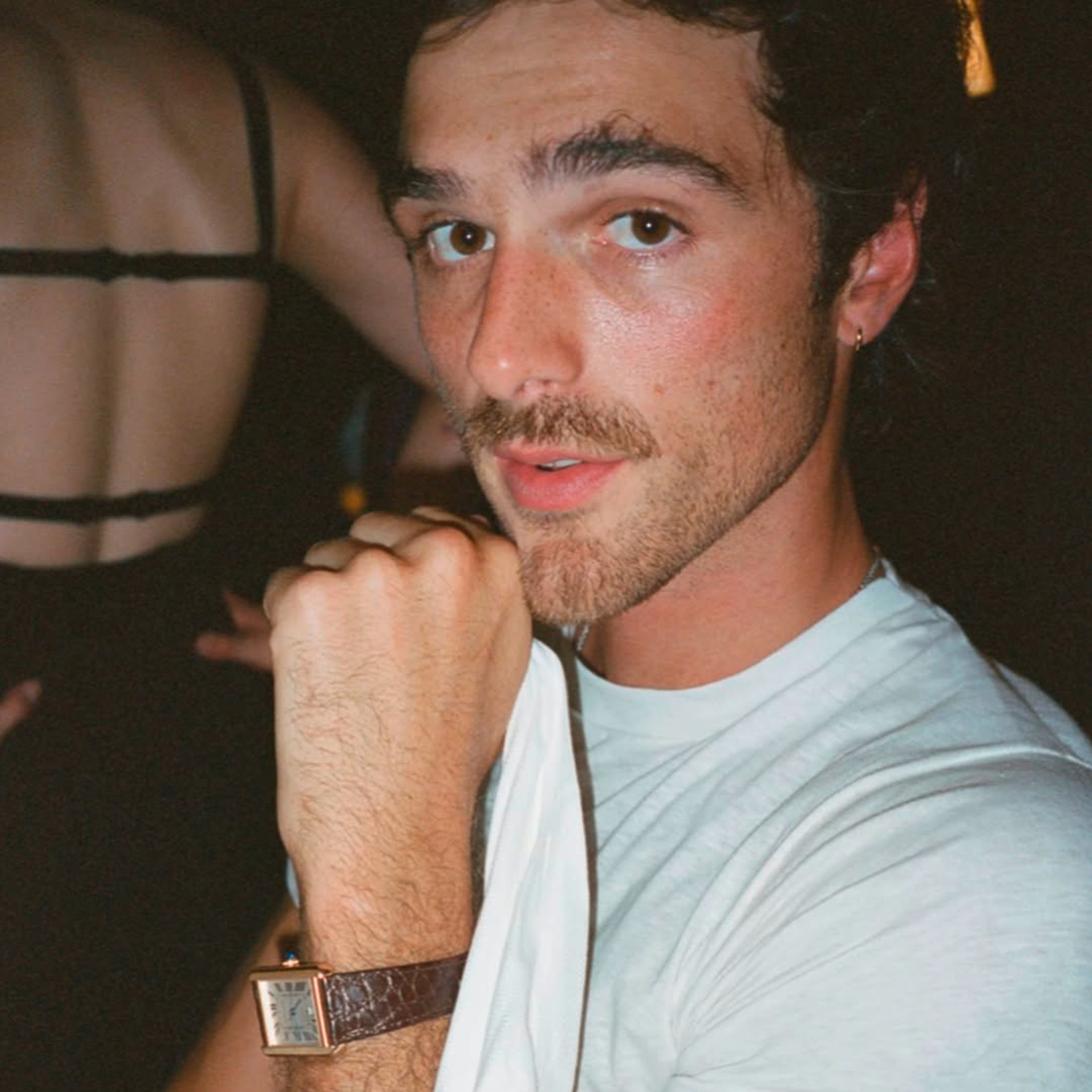 Actor Jacob Elordi in a plain white tee.