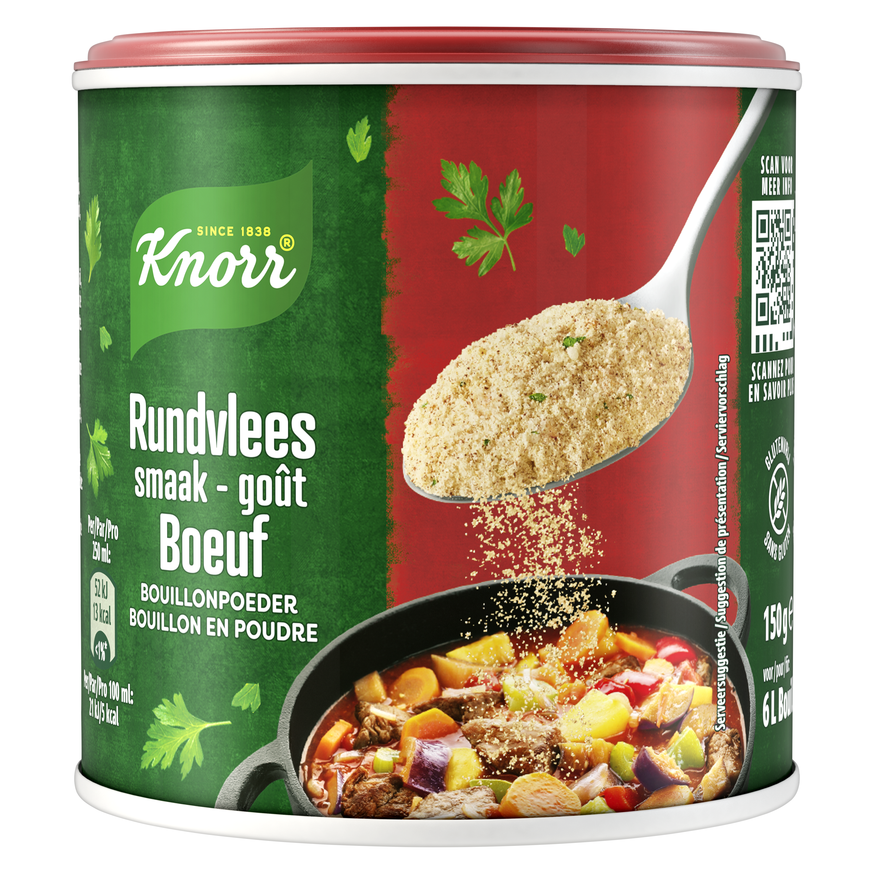 Knorr Bouillonpoeder Rundvleessmaak 150g Jar packshot