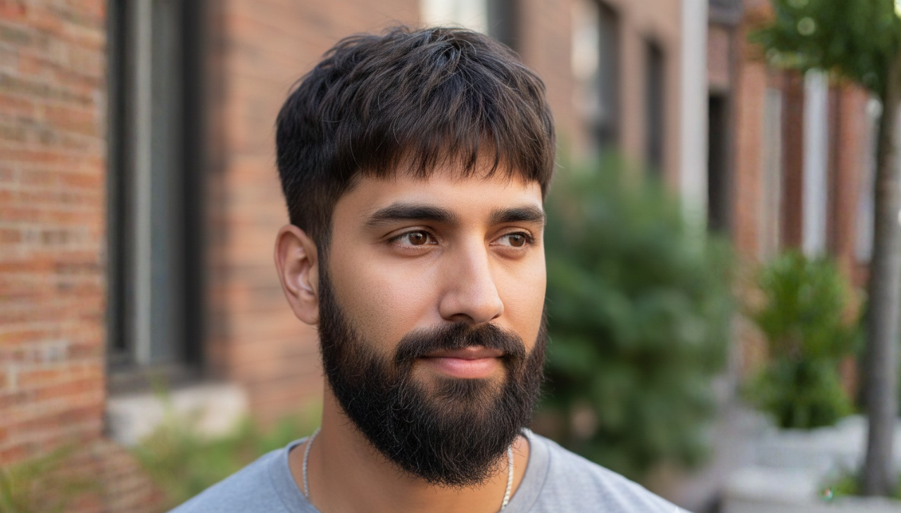 9. Cropped Fringe + Beard Combo