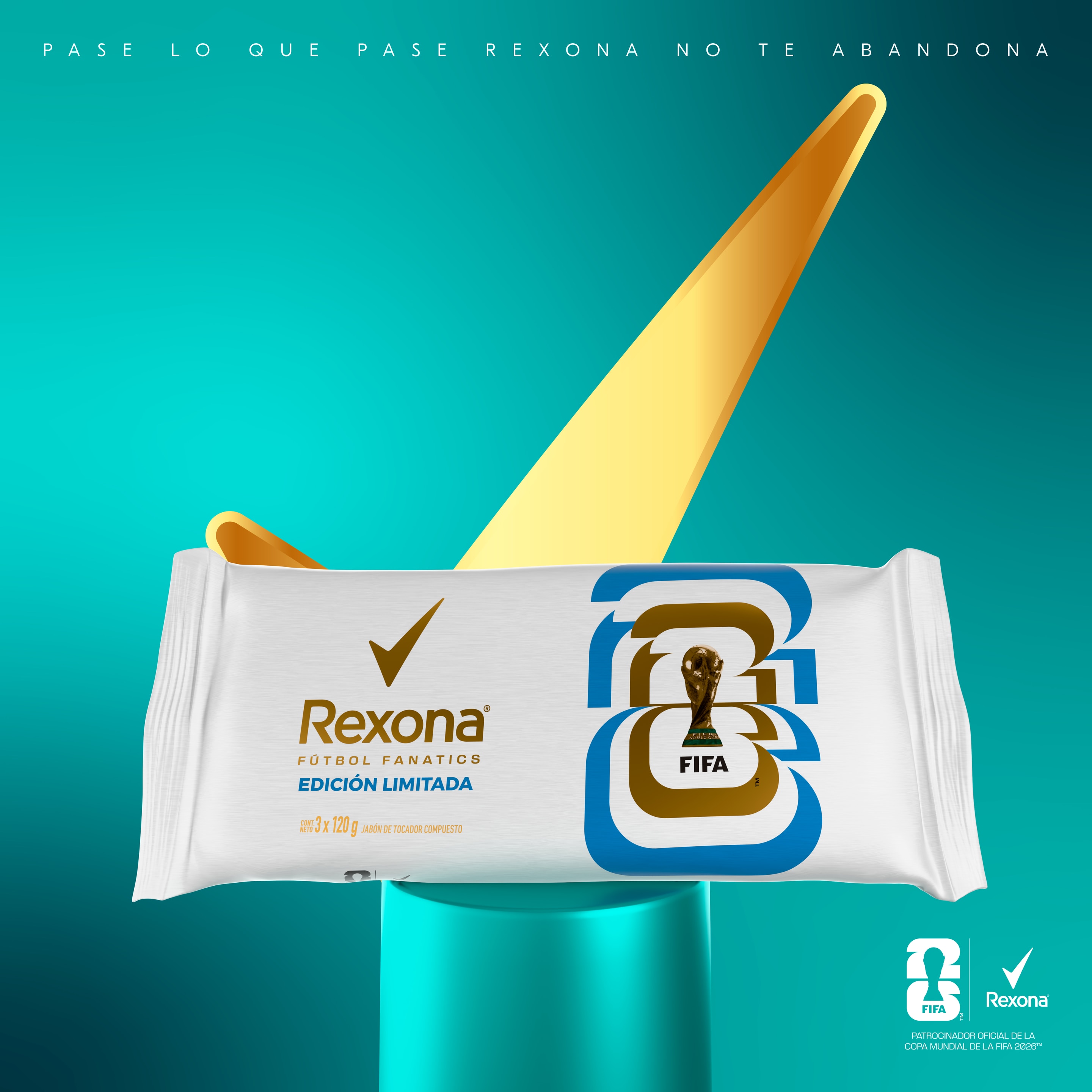 Envase de Jabón en Barra Rexona  Copa del Mundo de la FIFA 2026™ x3 120gr. packshot