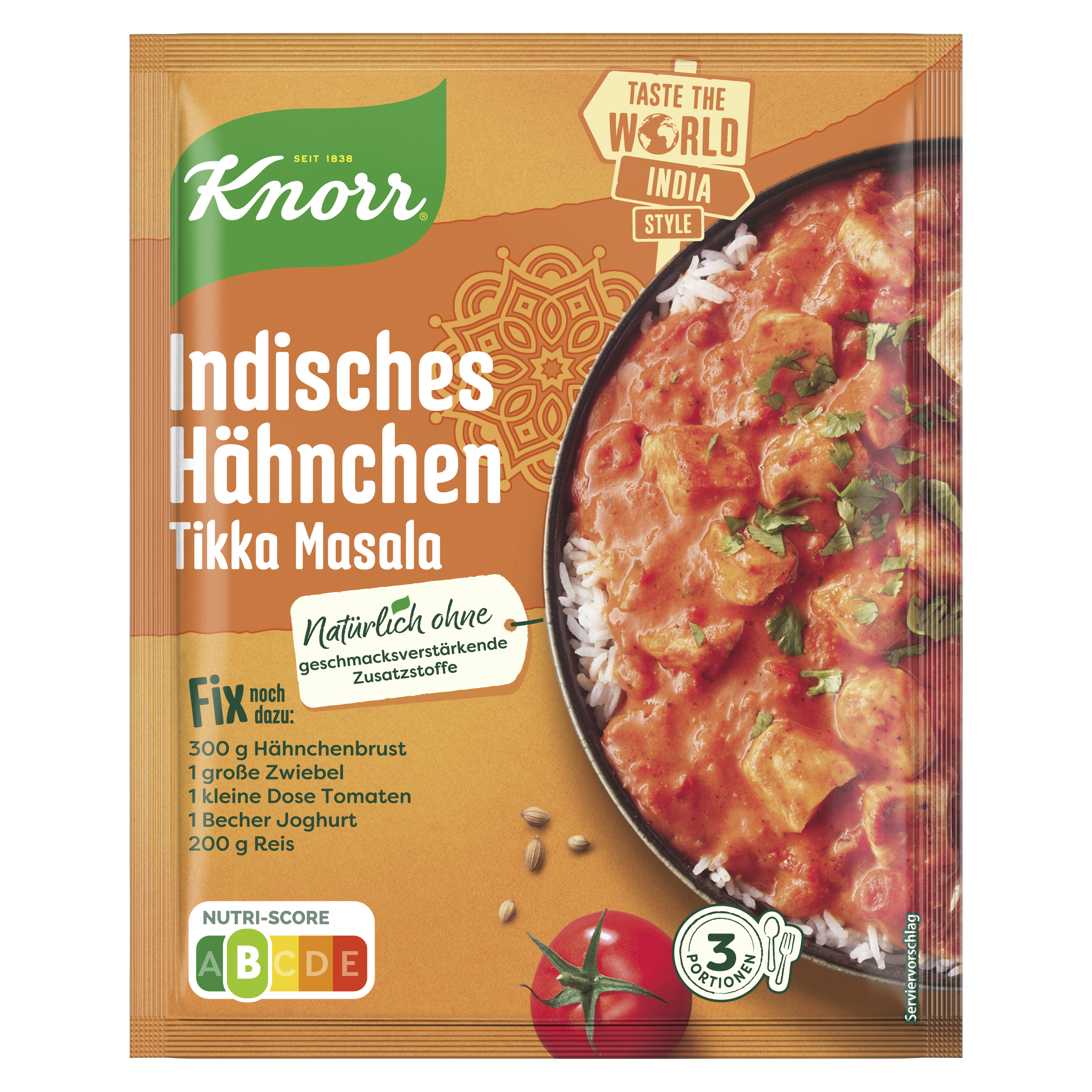 Knorr Basis Indisches Hähnchen Tikka Masala 3 Portionen 36g packshot