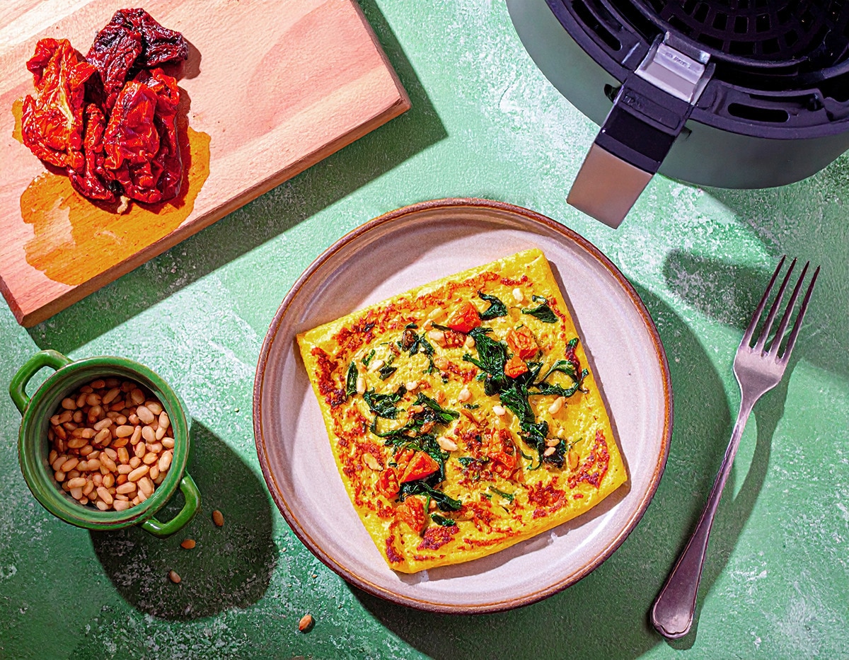 Vegane Pfannkuchen mit Spinat in der Heißluftfritteuse 32 Min  recipe