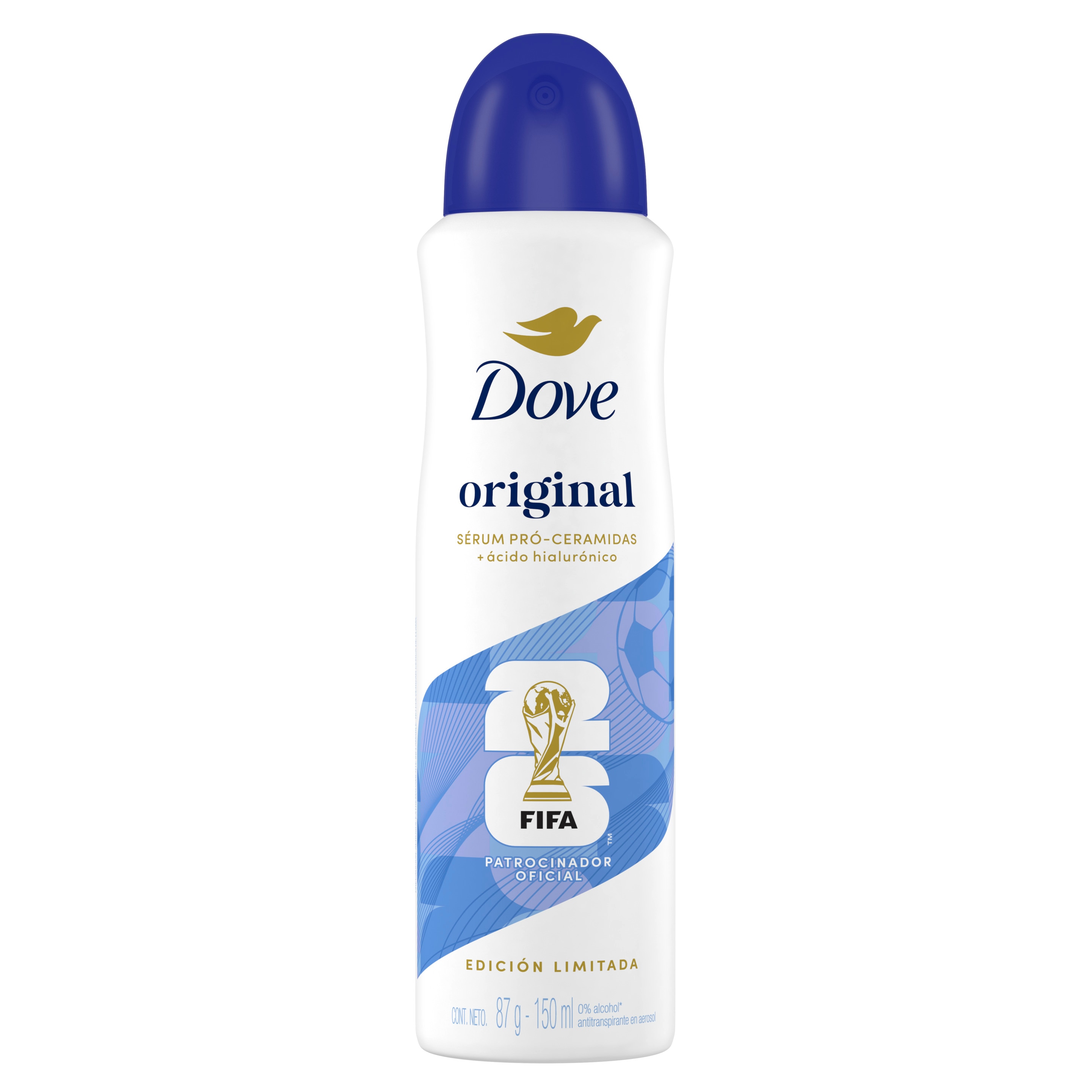 Antitranspirante Dove aerosol original 150ml para axilas humectadas packshot