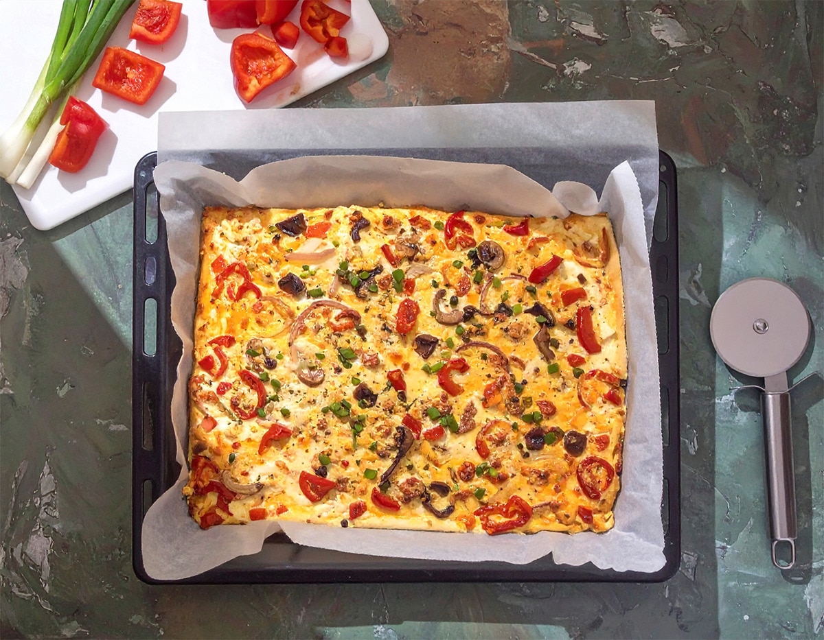 Schüttelpizza vom Blech