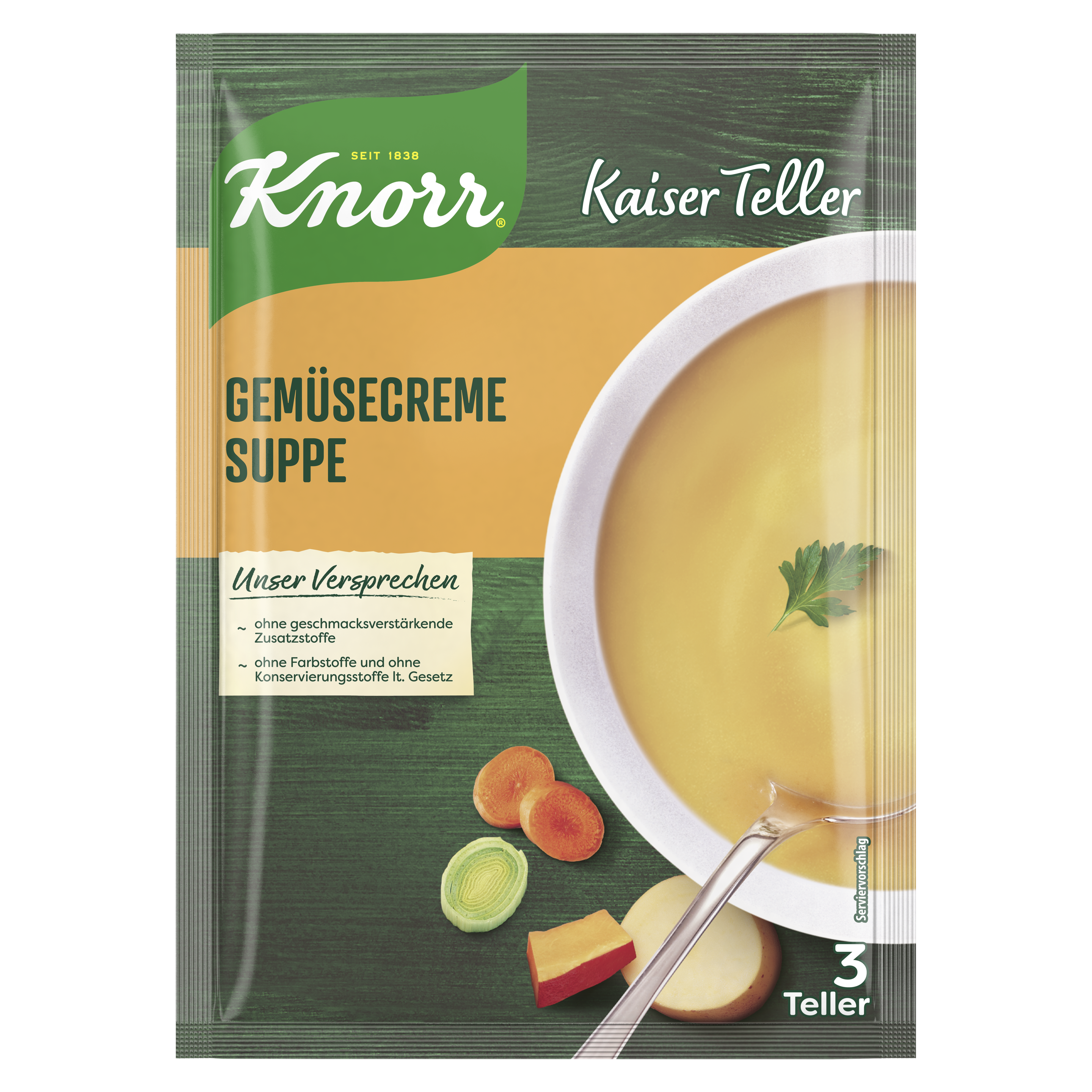 Knorr Kaiser Teller Gemüsecremesuppe 3 Teller 84g packshot