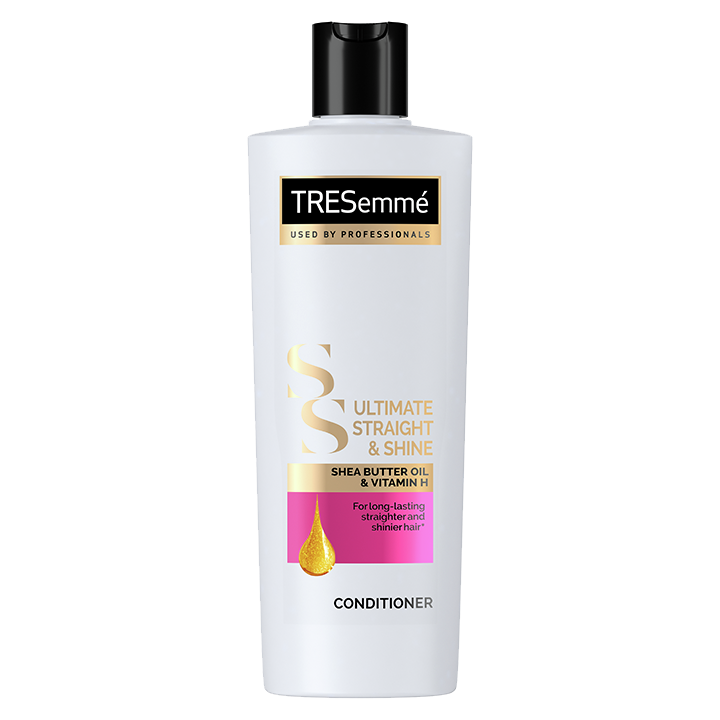 A 170ml bottle of Ultimate Straight And Shine Conditioner