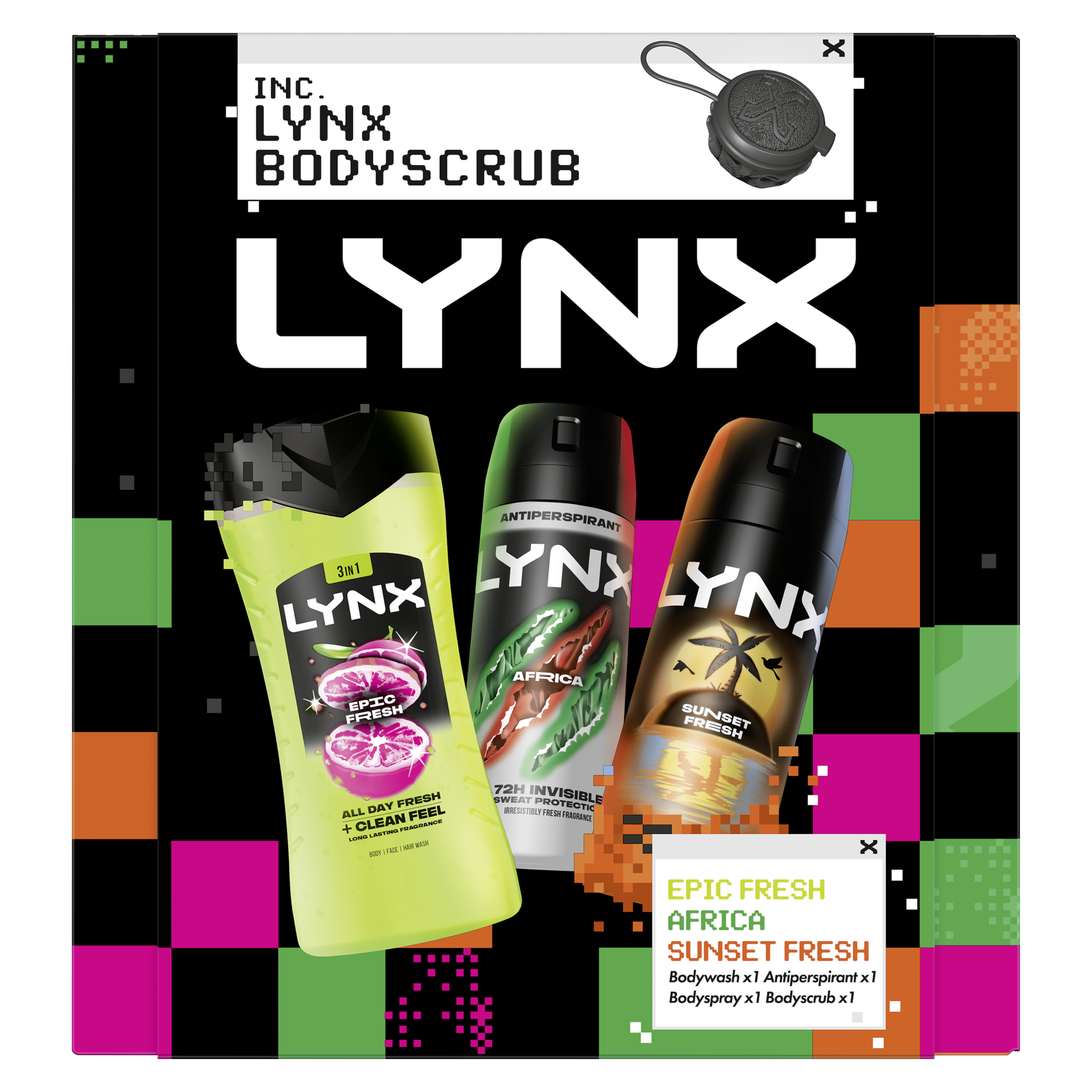 Lynx All Stars Trio & Body Scrub Gift Set 3 pc packshot