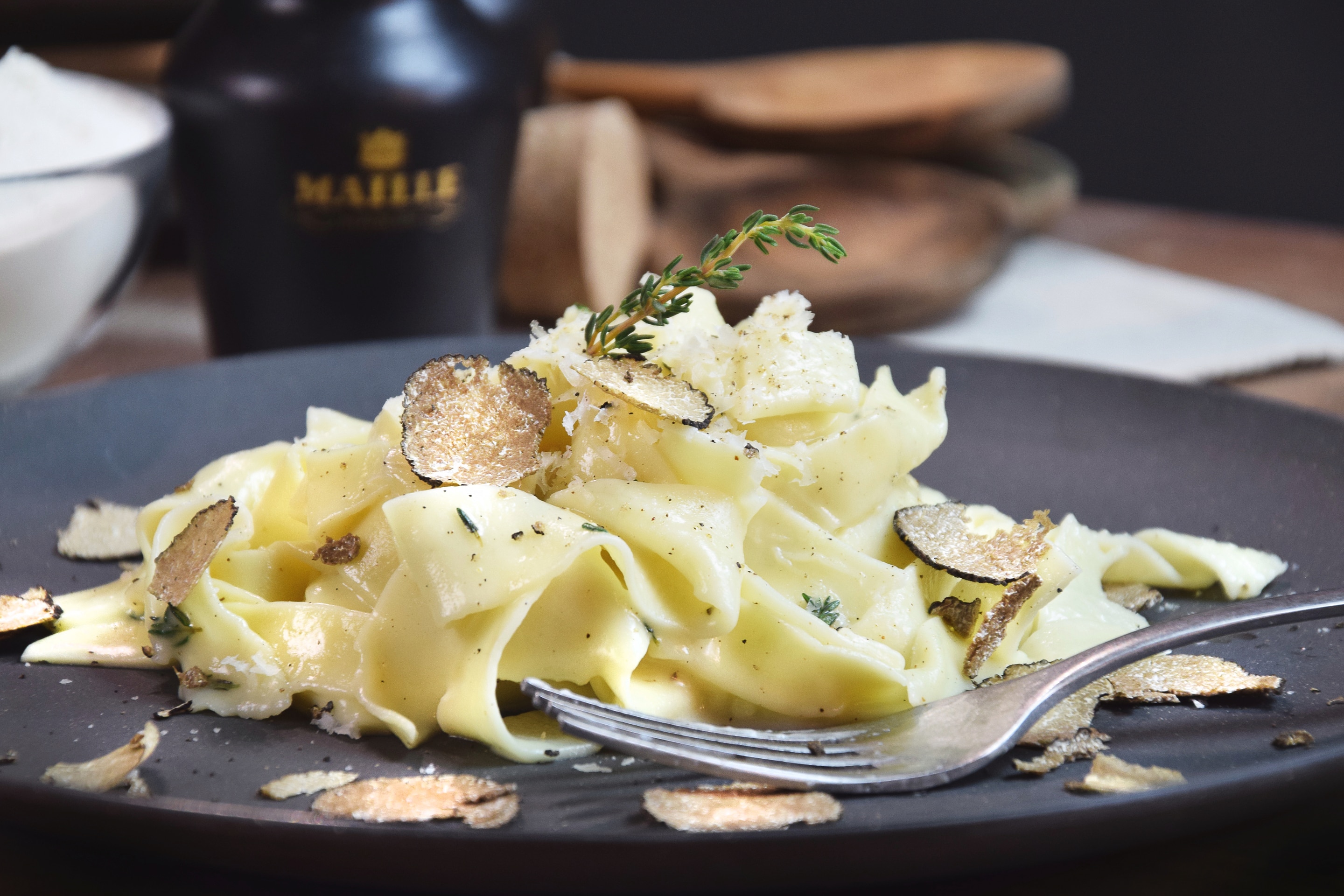 Black Truffle Tagliatelle with Garlic Butter &amp; Thyme