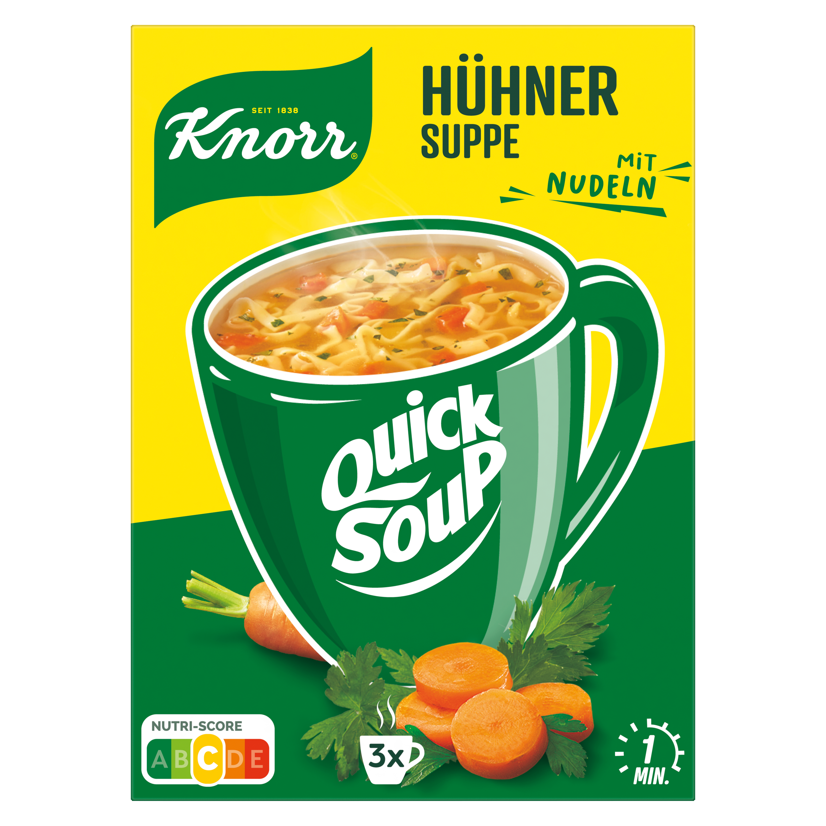 Knorr Quick Soup Hühner Suppe mit Nudeln 3 x 150 ml packshot