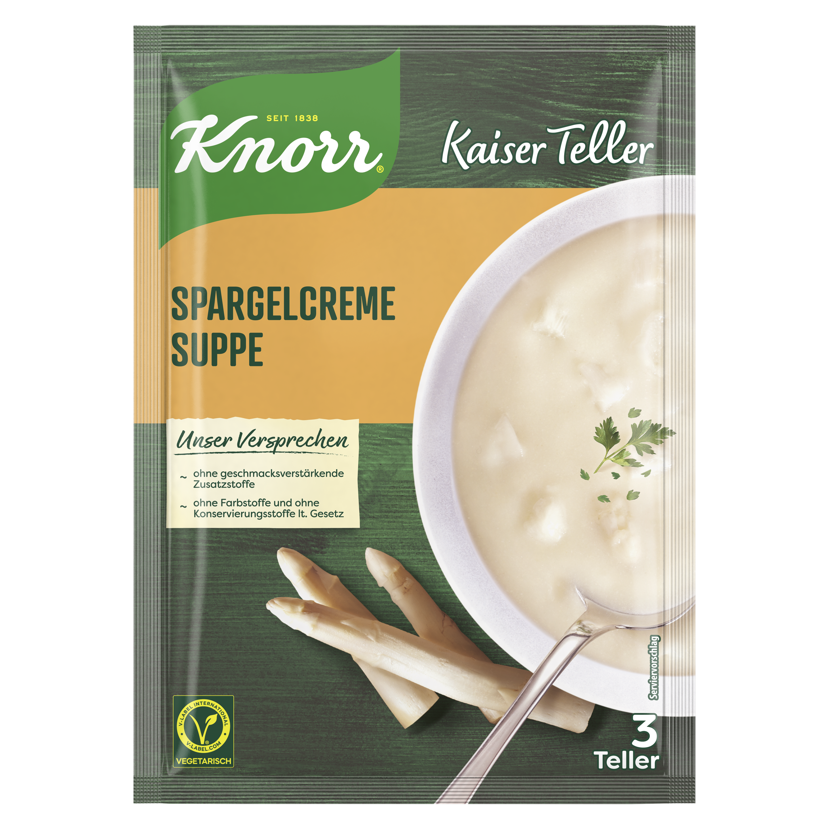 Knorr Kaiser Teller Spargelcreme Suppe 3 Teller 74g packshot