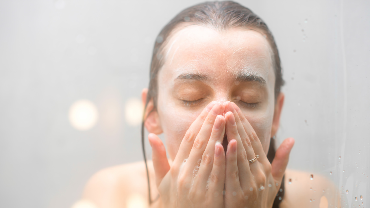 Wet your face with lukewarm water