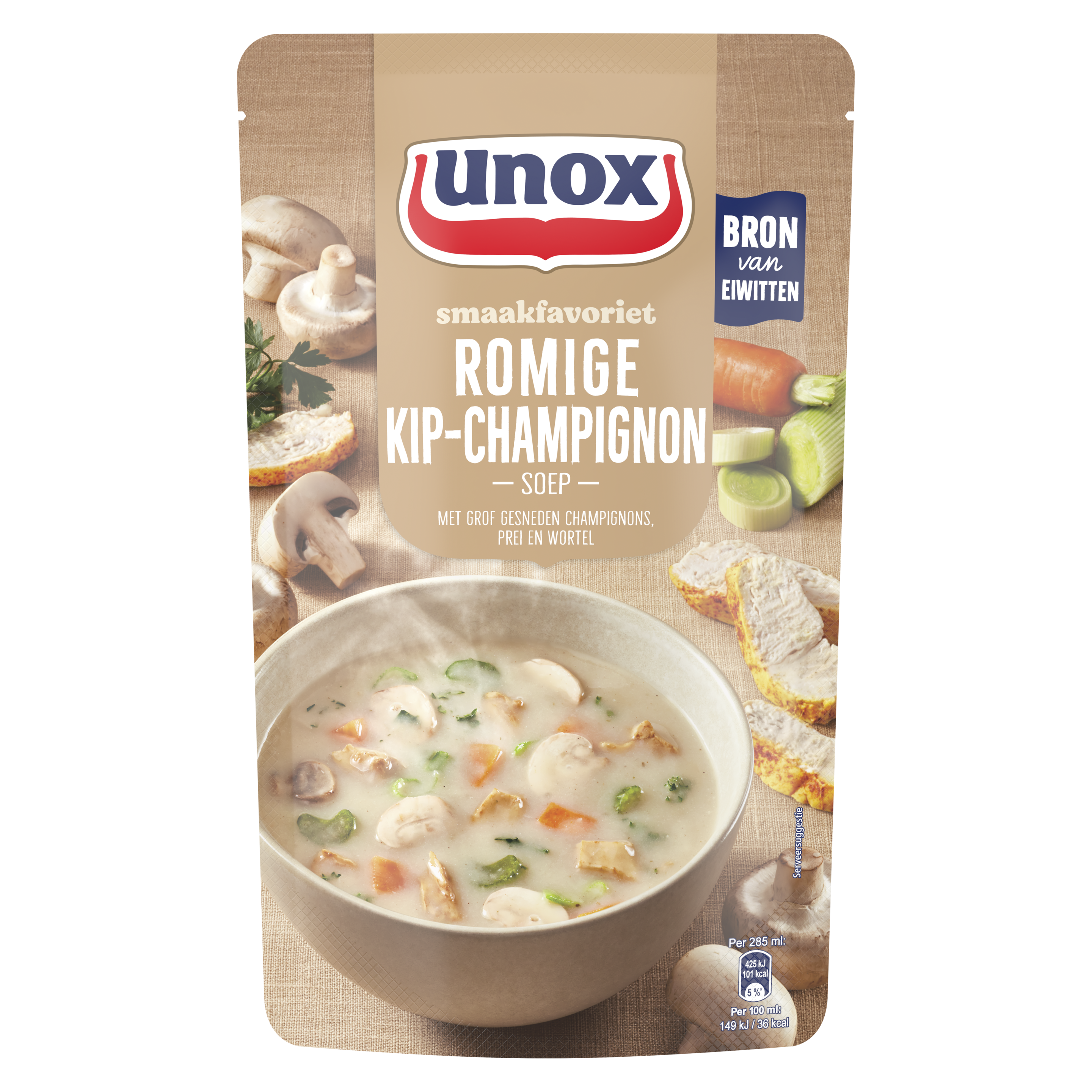 Unox  Soep In Zak Kip Champignonsoep 570 ml packshot