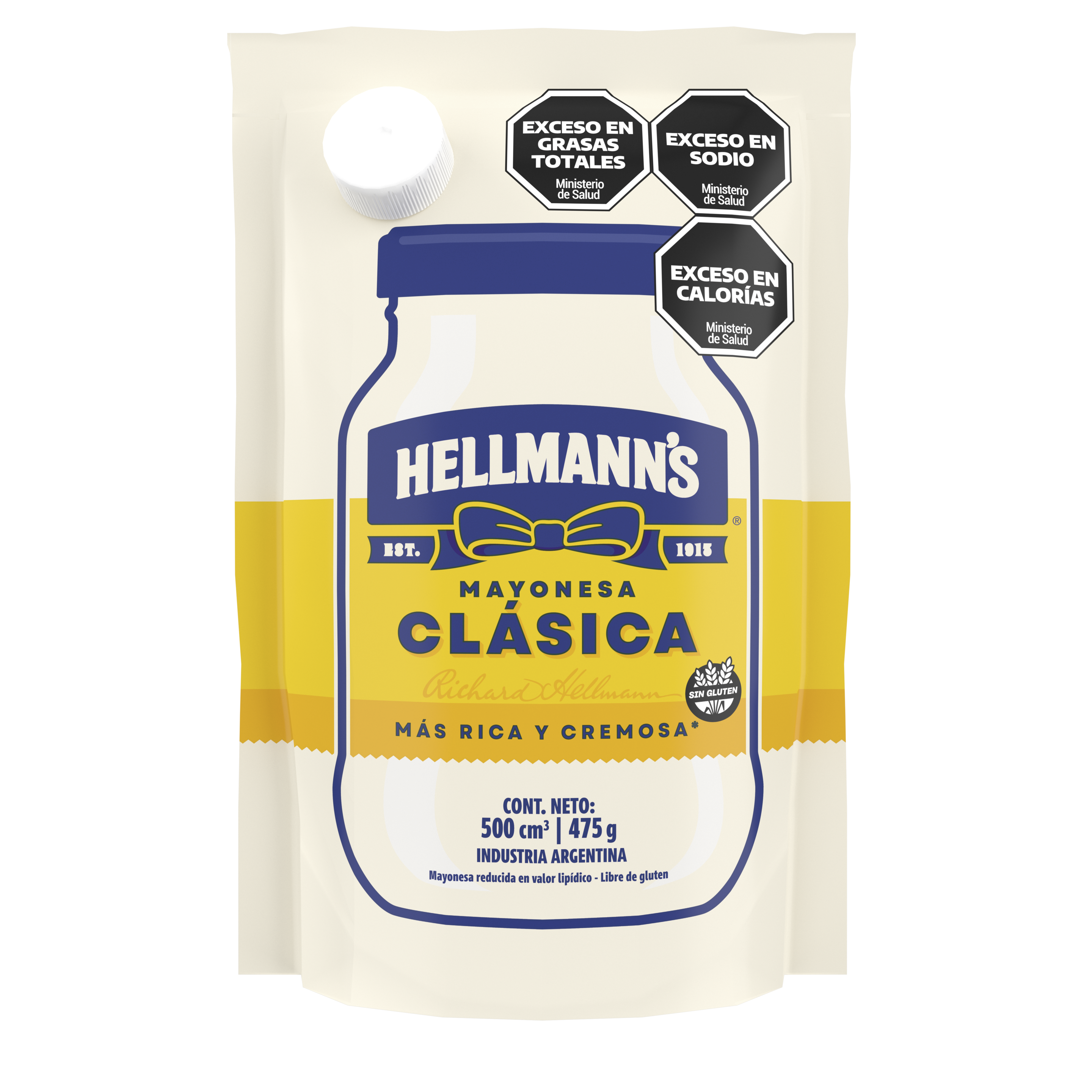 Envase doypack amarillo de mayonesa Hellmann´s clásica