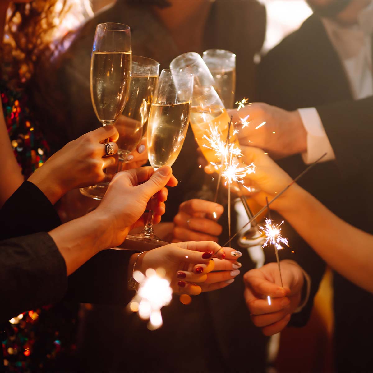 Group of friends toasting to the party