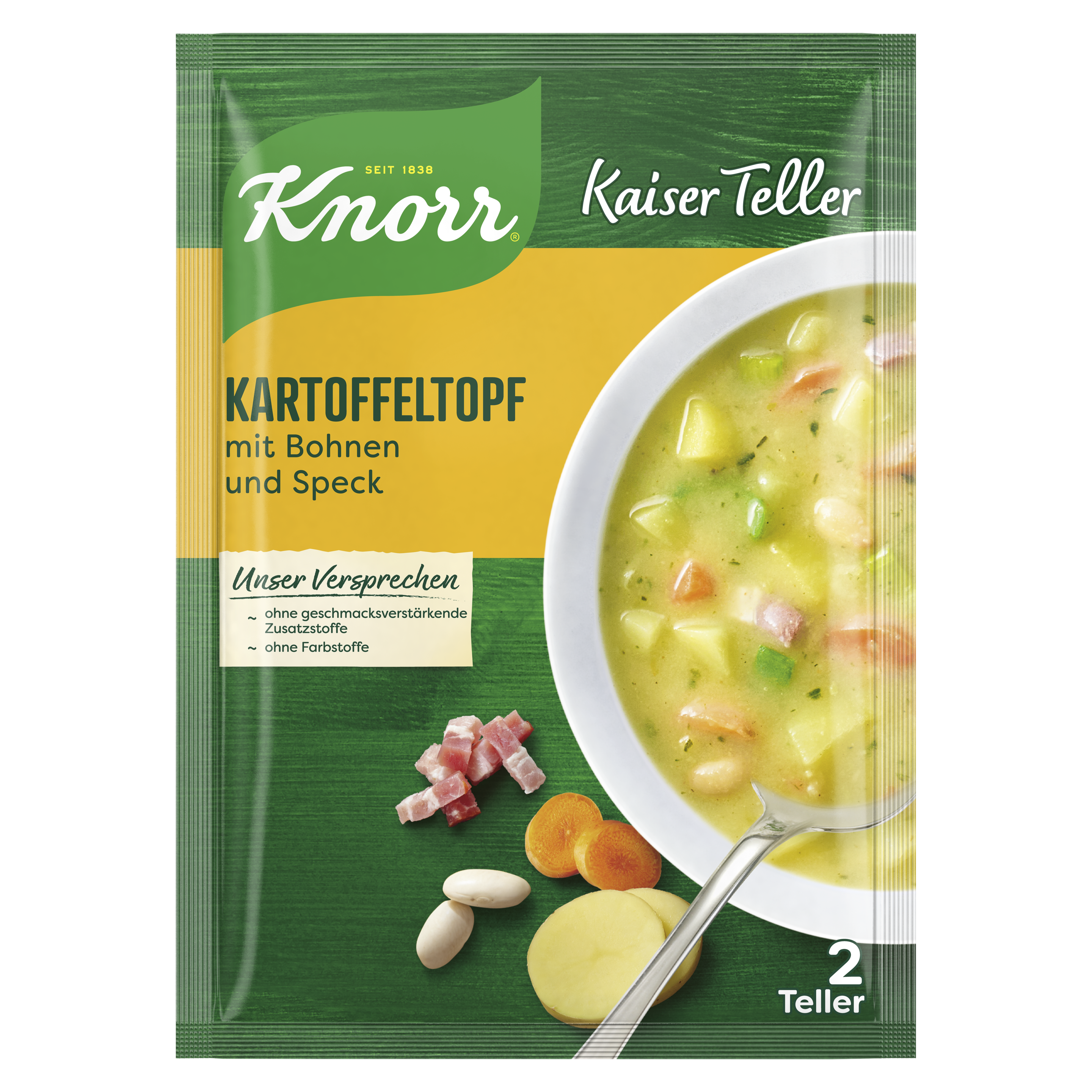 Knorr Kaiser Teller Kartoffeltopf mit Bohnen und Speck 2 Teller 48g