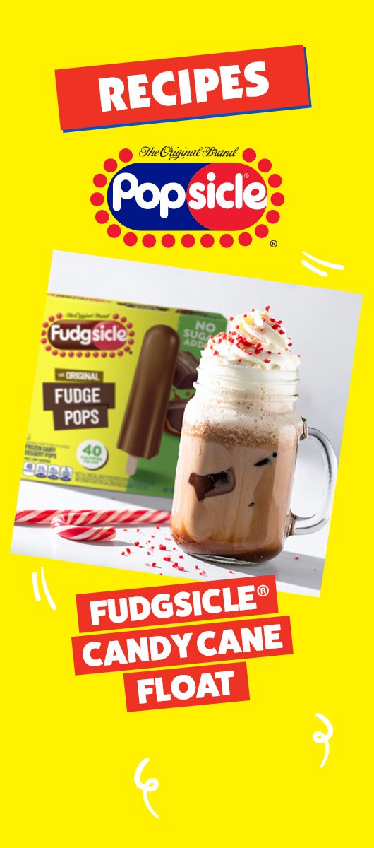 Popsicle Fudgsicle Candy Cane Float made with Fudgsicle Fudge Pops