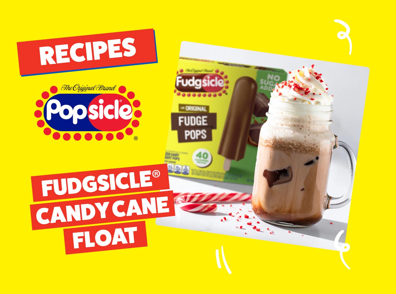 Popsicle Fudgsicle Candy Cane Float made with Fudgsicle Fudge Pops