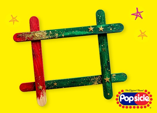 Festive picture frame made with Popsicle sticks