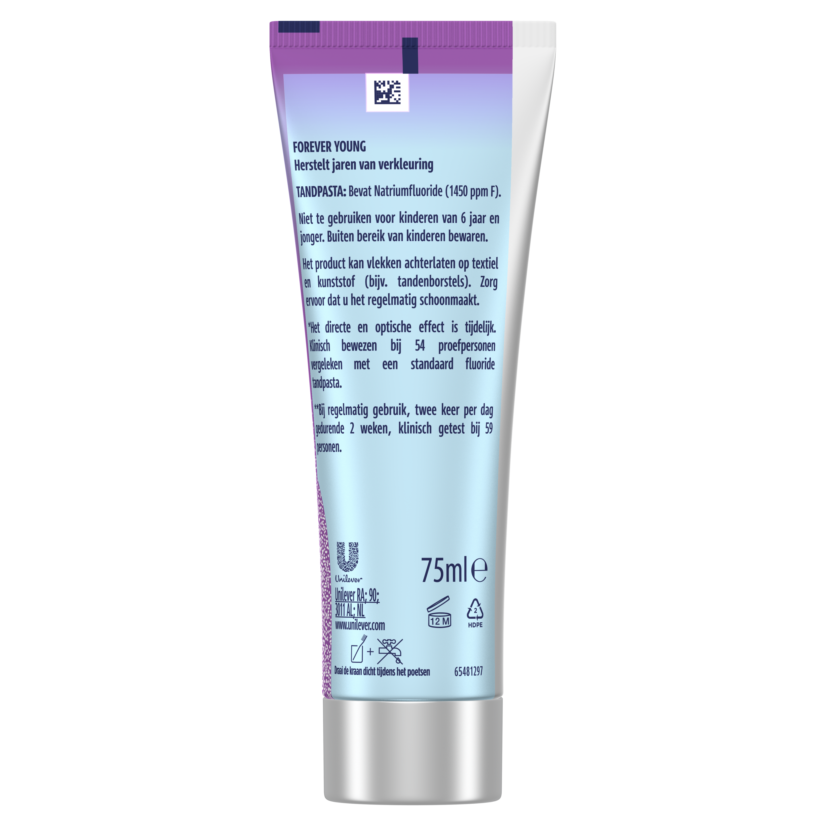 Prodent White Now Forever Young 3-in-1 75ml - Achterkant tube