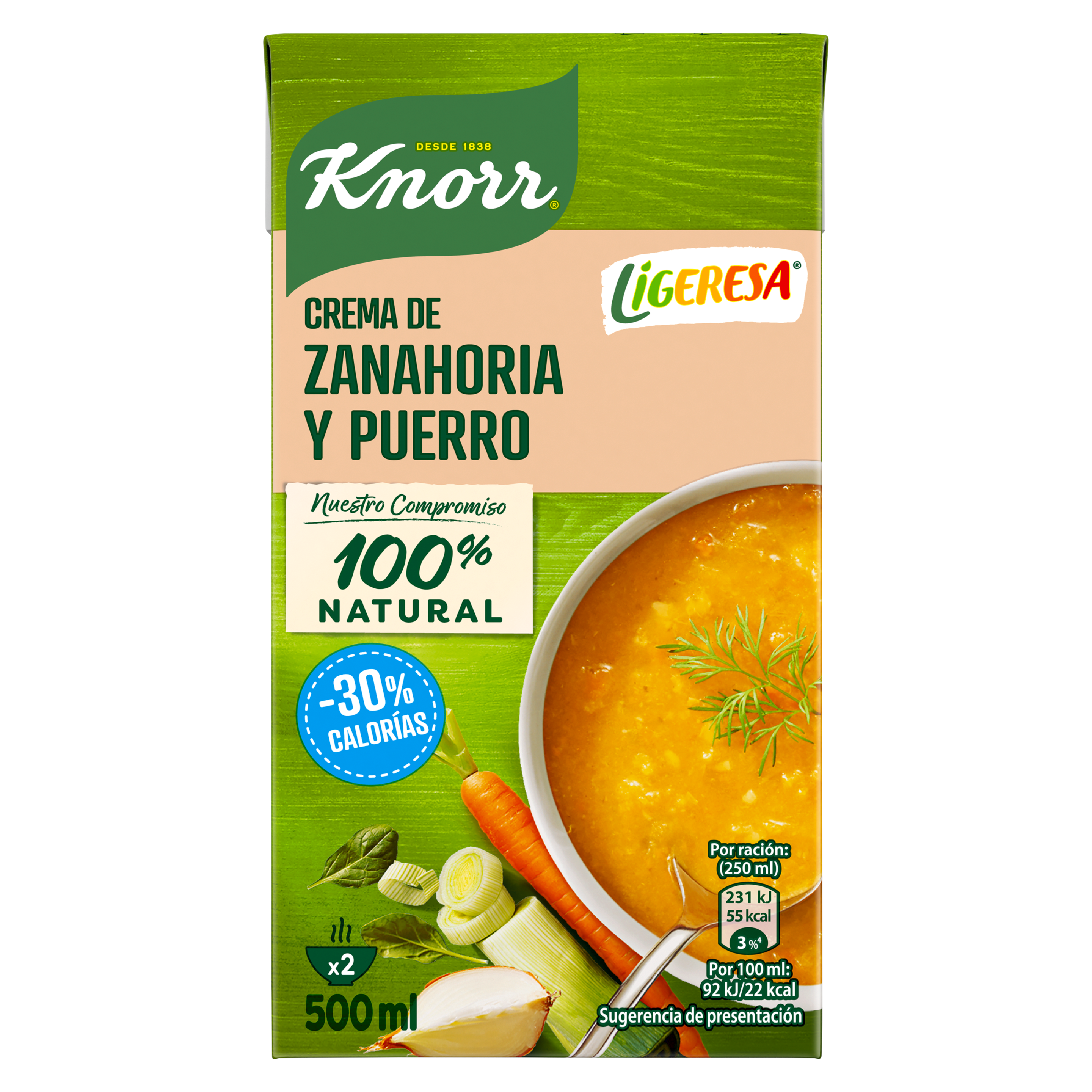 Crema Ligeresa de Zanahoria y Puerro 500ml packshot