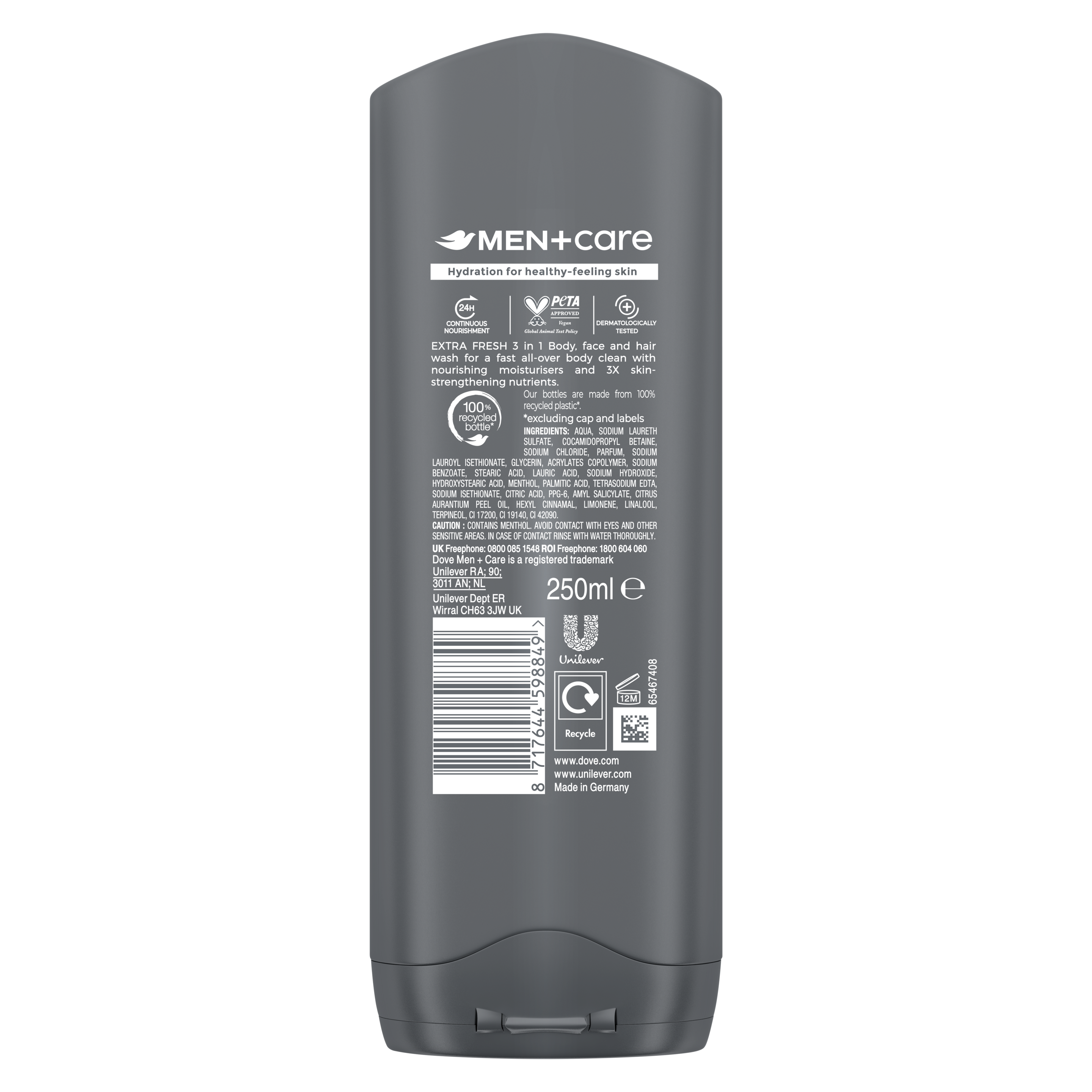 Dove Men Care Refreshing Extra Fresh 3-in-1 Body, Face + Hair Wash