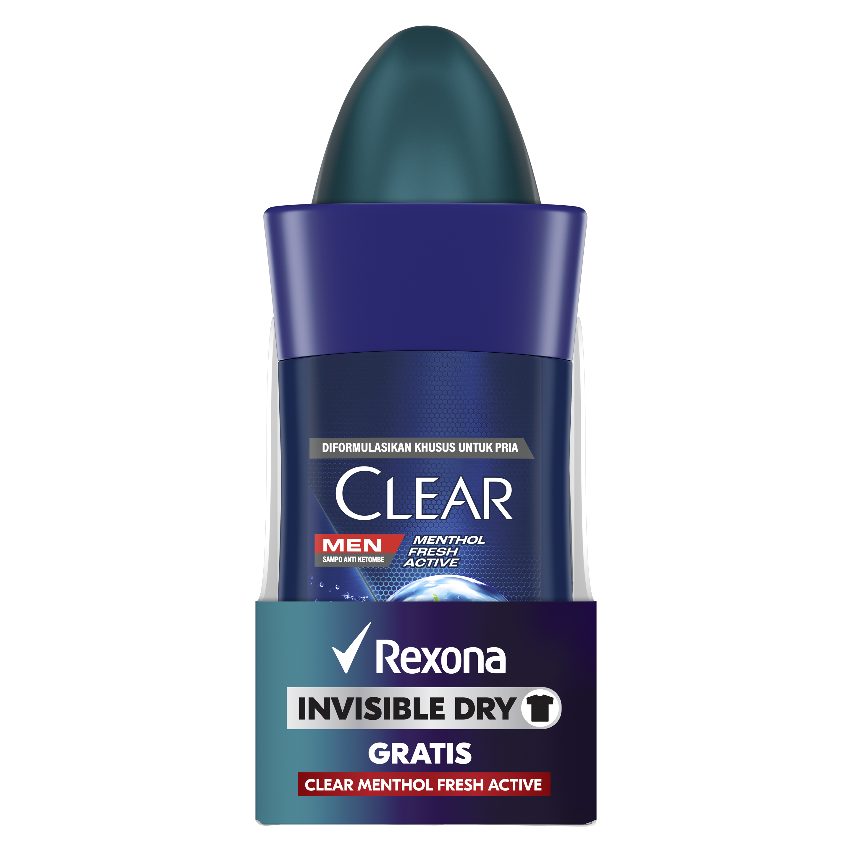 REXONA  DEODORANT ROLL ON  Antiperspirant Invisible Dry Roll On Deodorant 72 Jam Kesegaran* Bebas Noda Ketiak pada Baju 45 mL packshot
