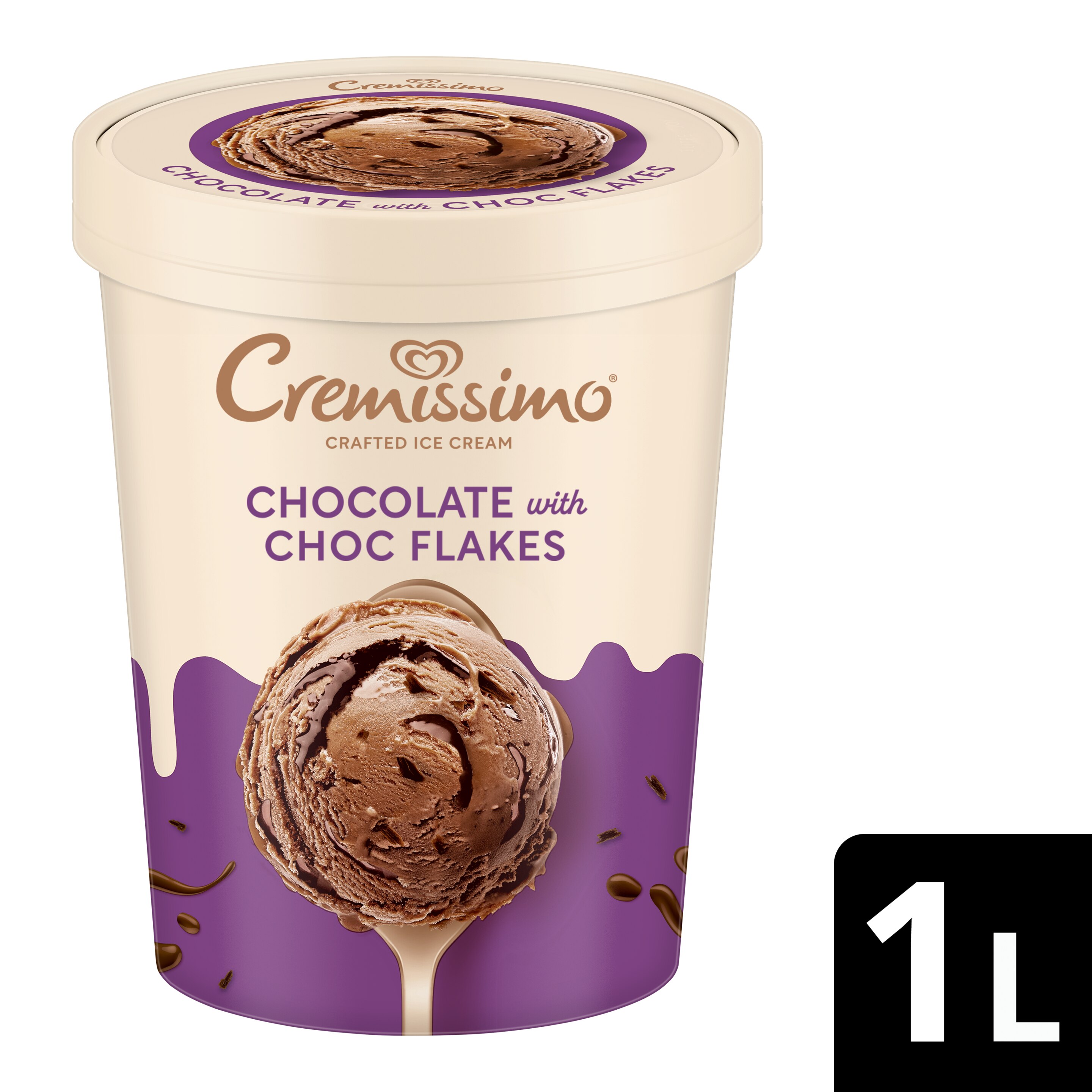 Cremissimo Chocolate with Choc Flakes 1L packshot