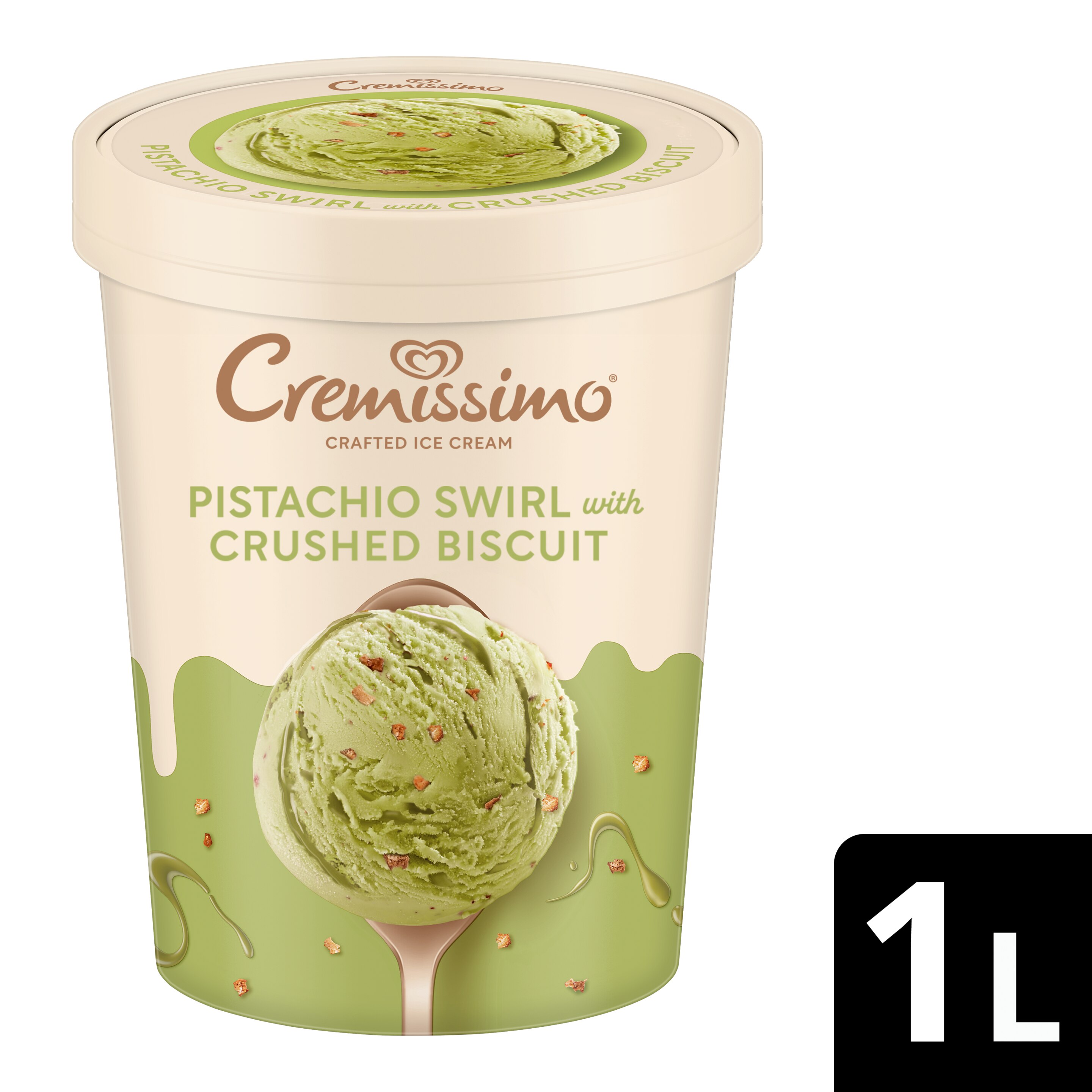 Cremissimo Pistachio Swirl with Crushed Biscuit 1L packshot