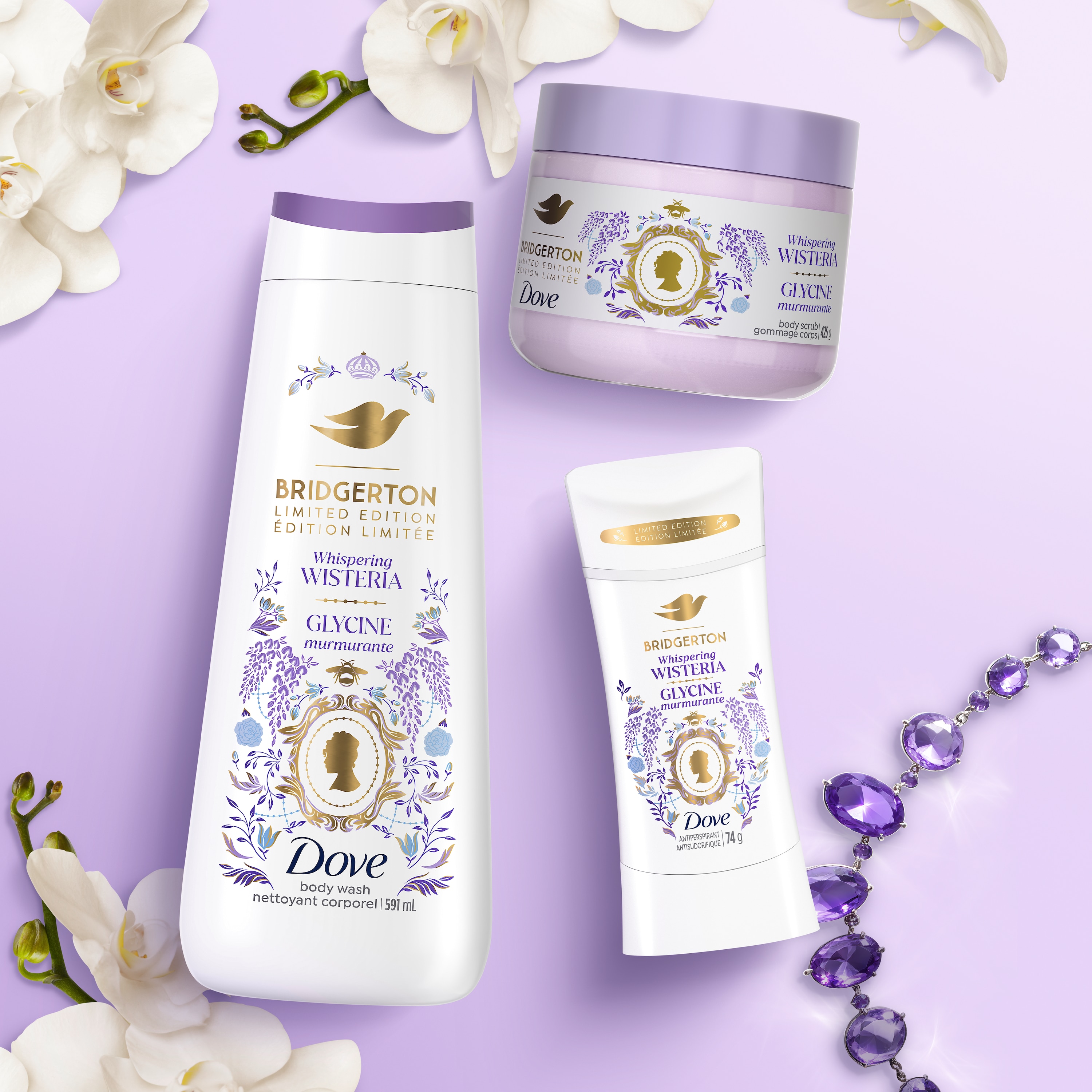 Dove Whispering Wisteria Product Range