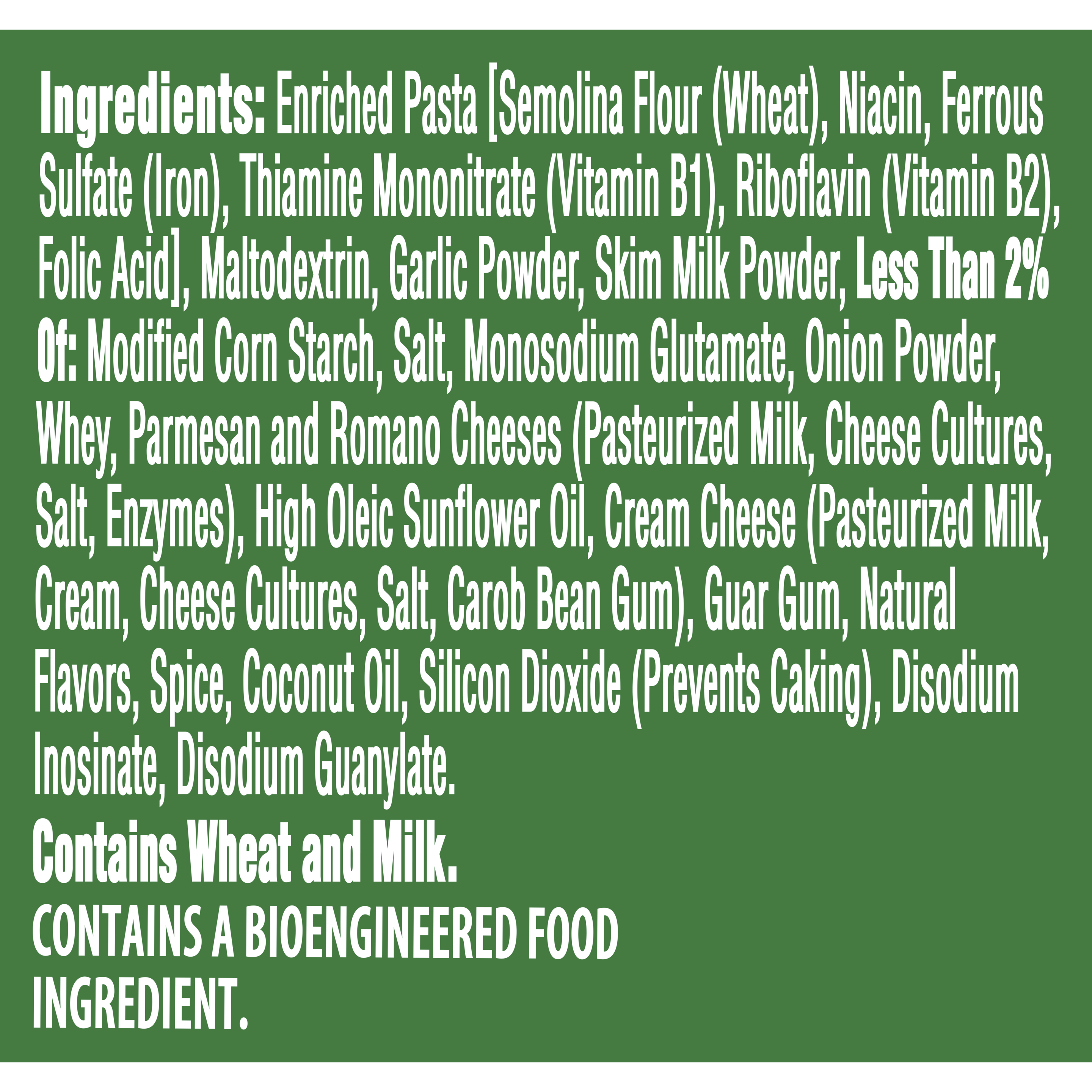 Creamy Garlic Pasta Cup Ingredients