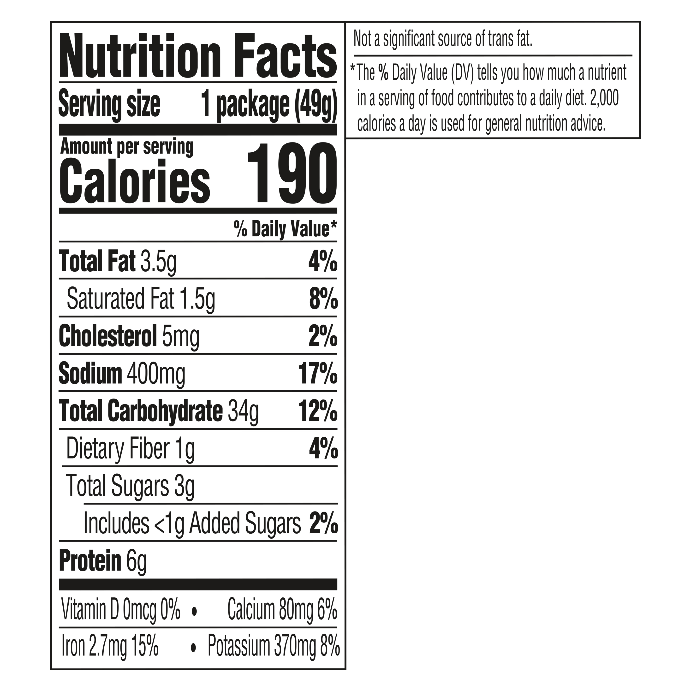 Alfredo Pasta Cup Nutrition