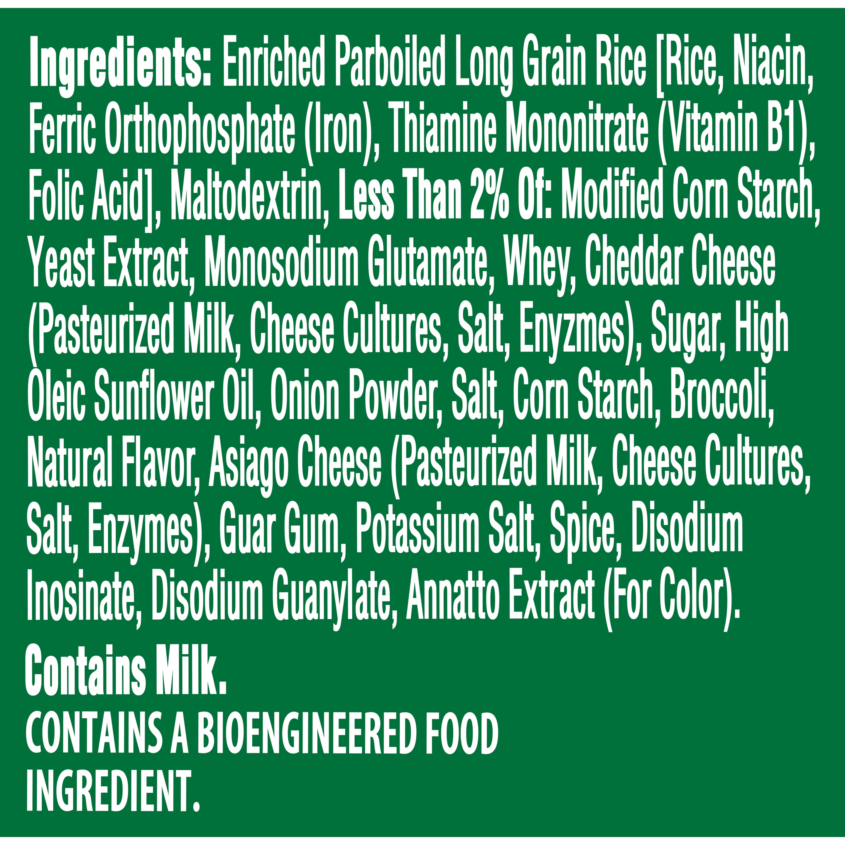 Cheddar Broccoli Rice Cup Ingredients