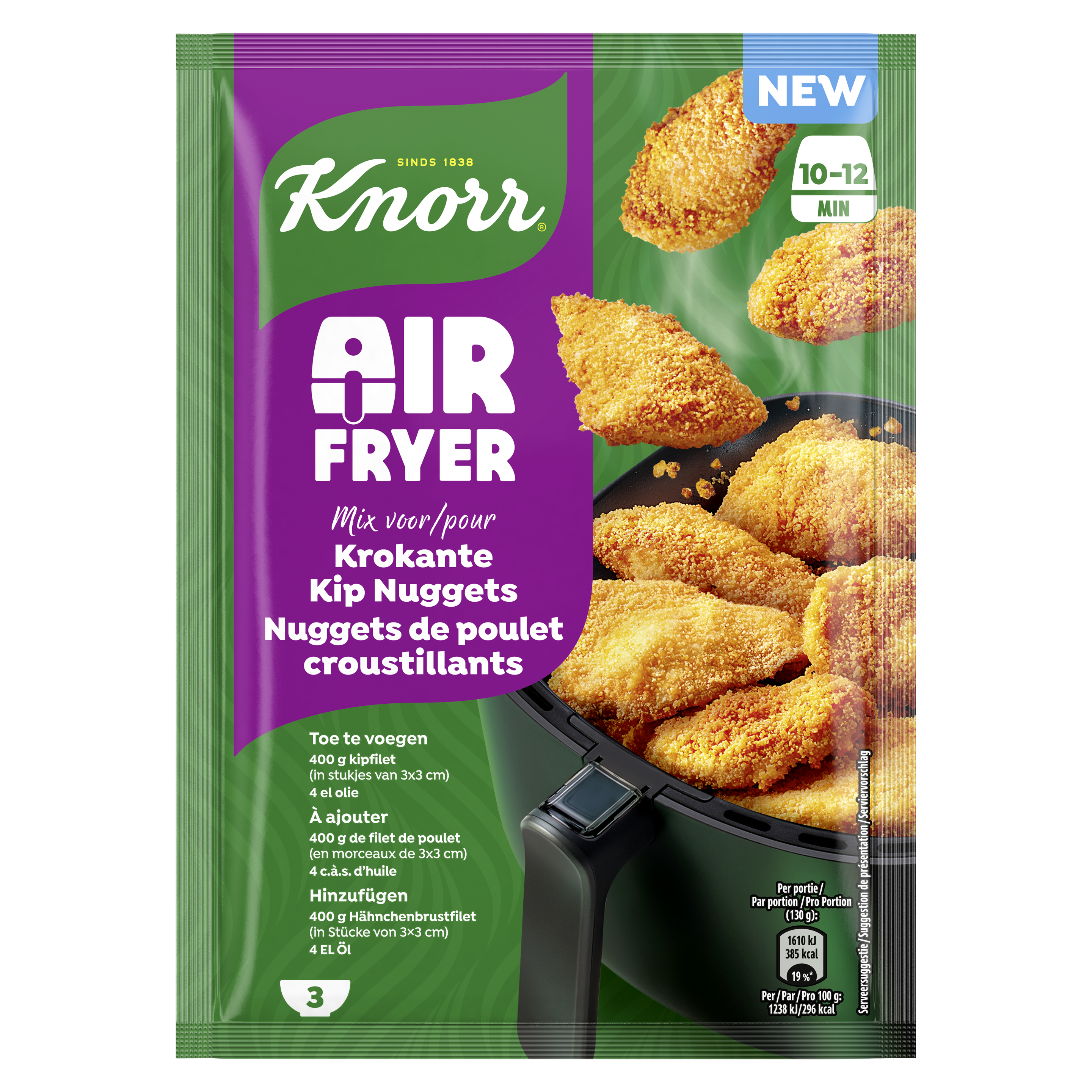 Air fryer Mix voor krokante kip nuggets packshot