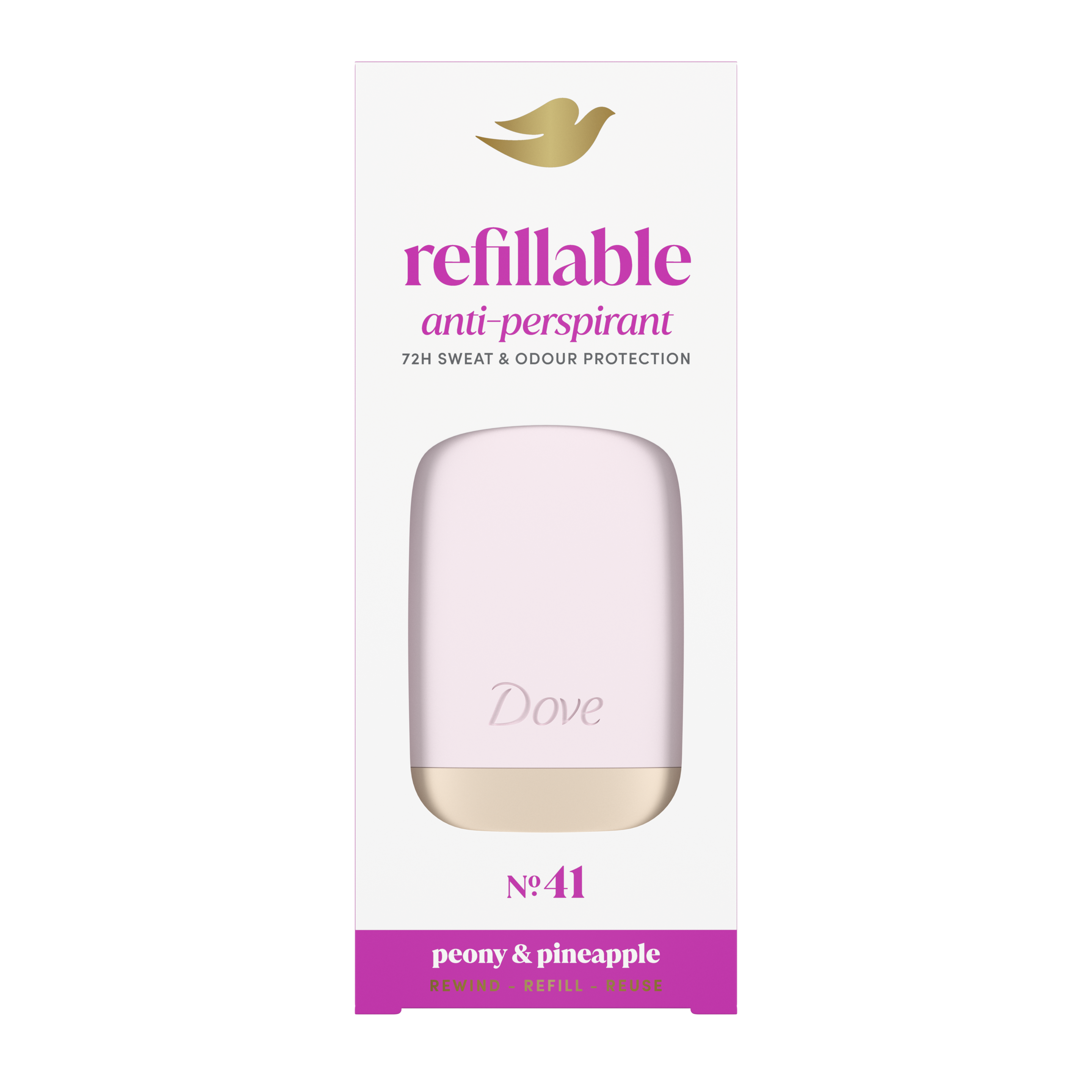 Dove 72hr Peony & Pineapple Deodorant Refill + Case Starter Kit 35ml packshot