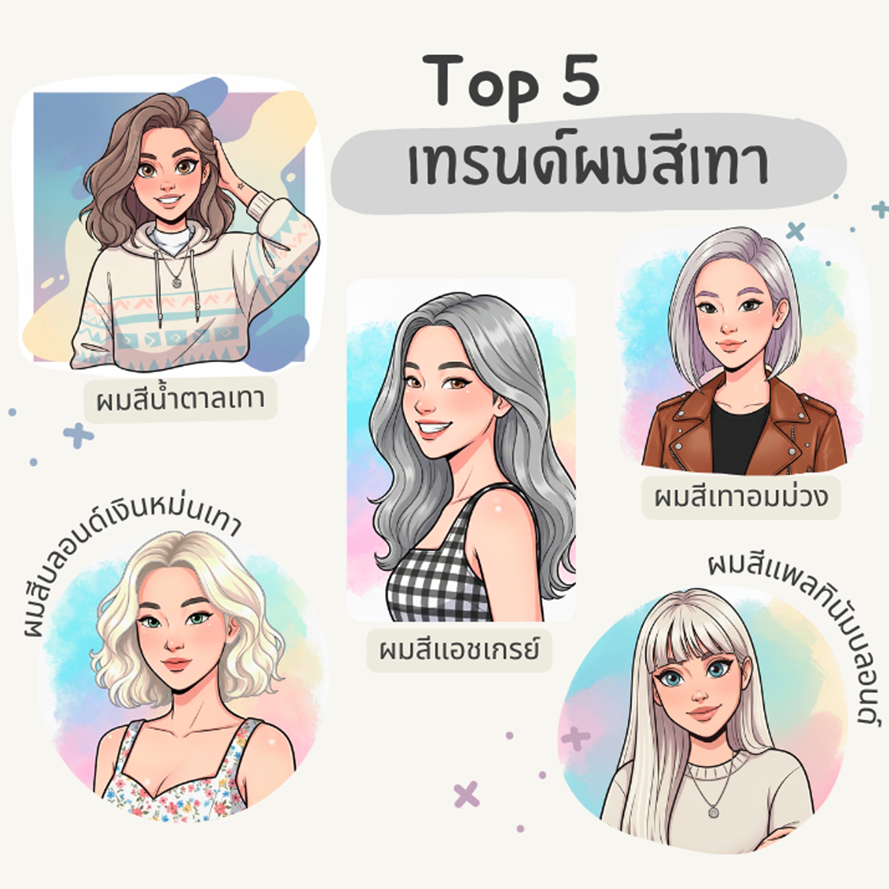 อินโฟกราฟฟิก ผมสีเทา แบบต่างๆ